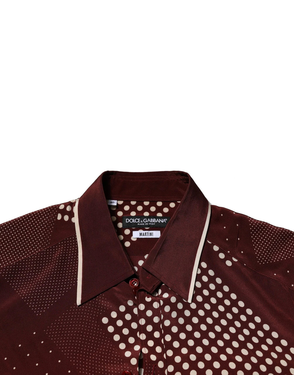 Dolce & Gabbana Maroon Dotted Silk Long Sleeve Casual Shirt by Dolce & Gabbana