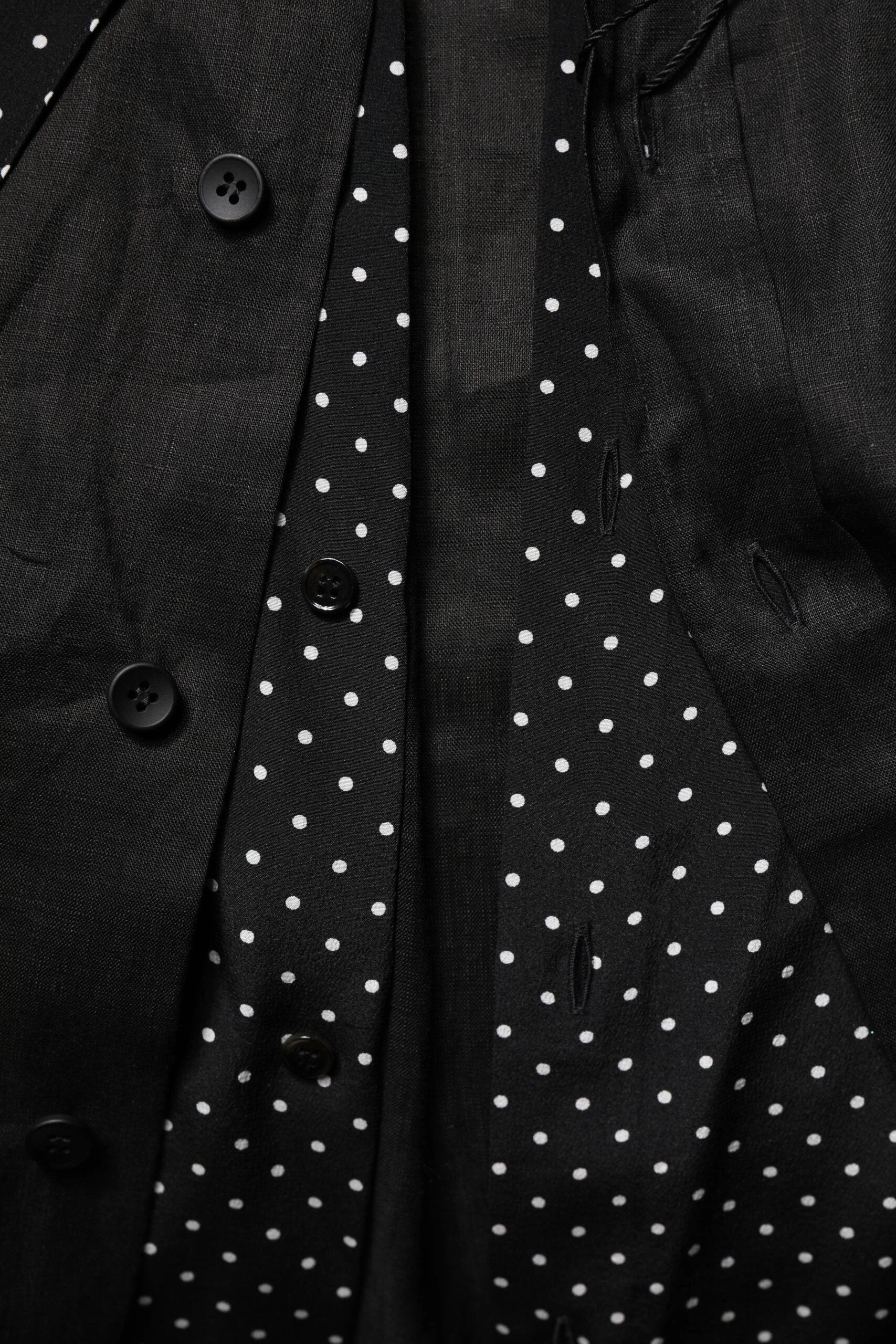 Dolce & Gabbana Black Polka Dot Linen Silk Men Casual Shirt by Dolce & Gabbana
