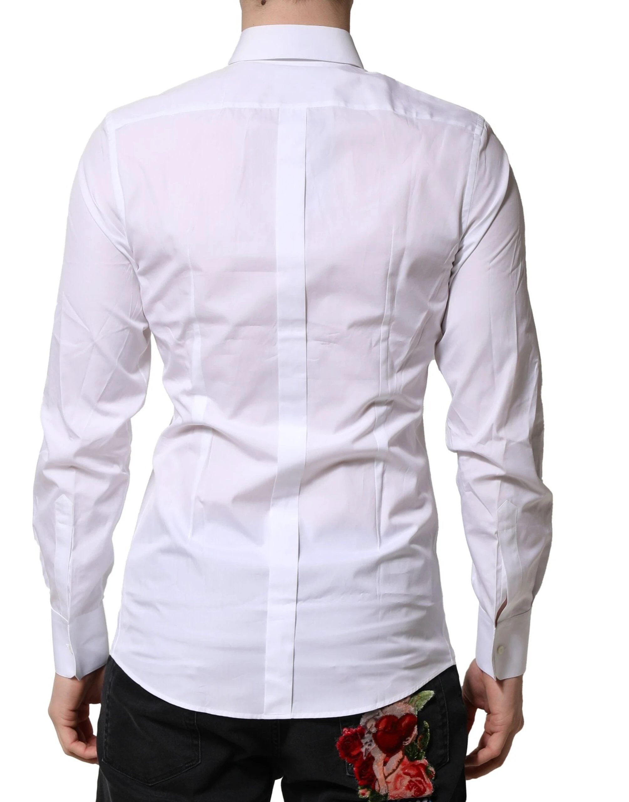 Dolce & Gabbana White GOLD Crown Cotton Dress Formal Shirt by Dolce & Gabbana