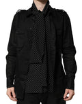Dolce & Gabbana Black Polka Dot Collar Tie Neck Casual Shirt by Dolce & Gabbana