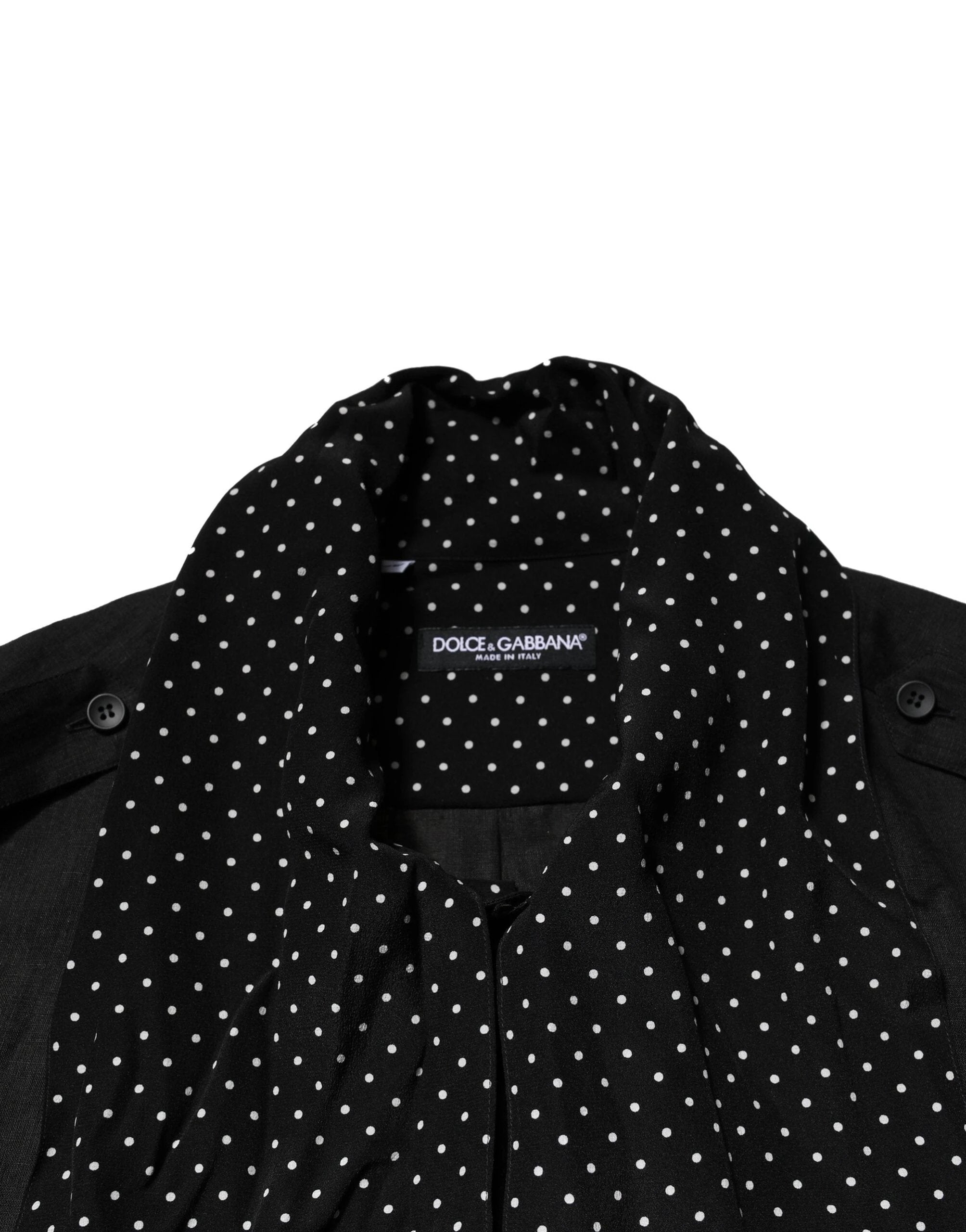 Dolce & Gabbana Black Polka Dot Collar Tie Neck Casual Shirt by Dolce & Gabbana