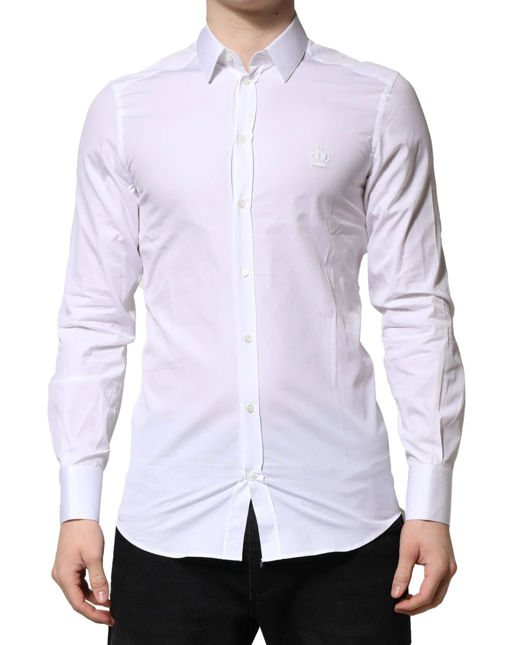Dolce & Gabbana White GOLD Long Sleeves Men Dress Formal Shirt by Dolce & Gabbana