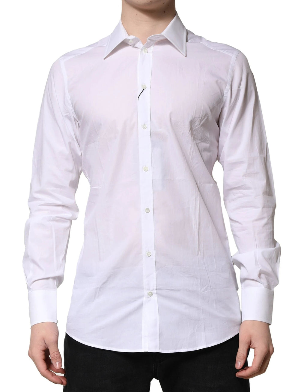 Dolce & Gabbana White Cotton Long Sleeves GOLD Formal Shirt by Dolce & Gabbana