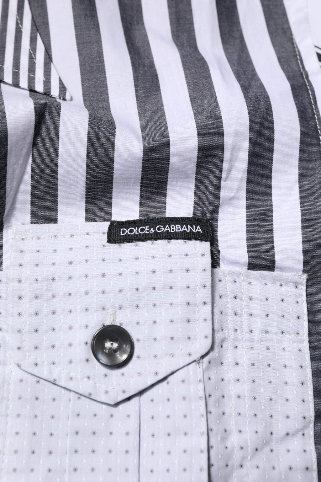 Dolce & Gabbana White Gray Striped Cotton Men Casual Shirt by Dolce & Gabbana