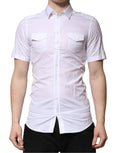 Dolce & Gabbana White Cotton Short Sleeves GOLD Casual Shirt by Dolce & Gabbana