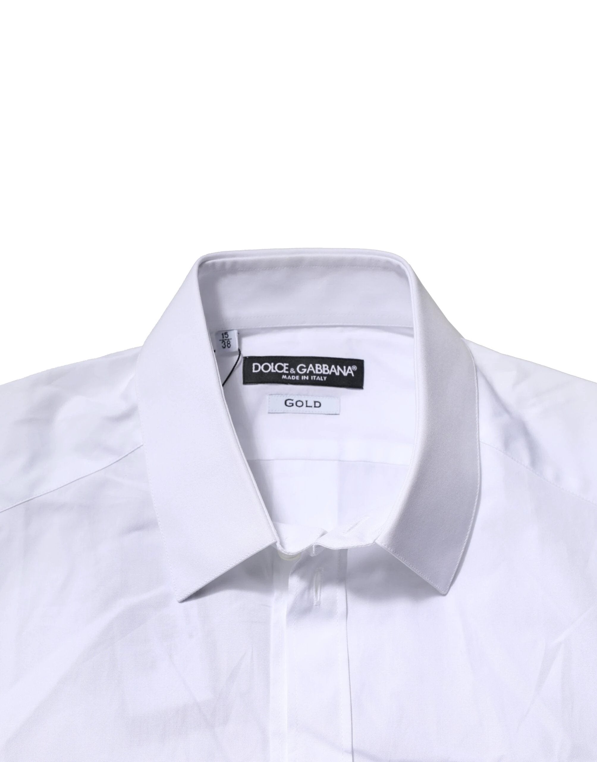 Dolce & Gabbana White Cotton Short Sleeves GOLD Casual Shirt by Dolce & Gabbana