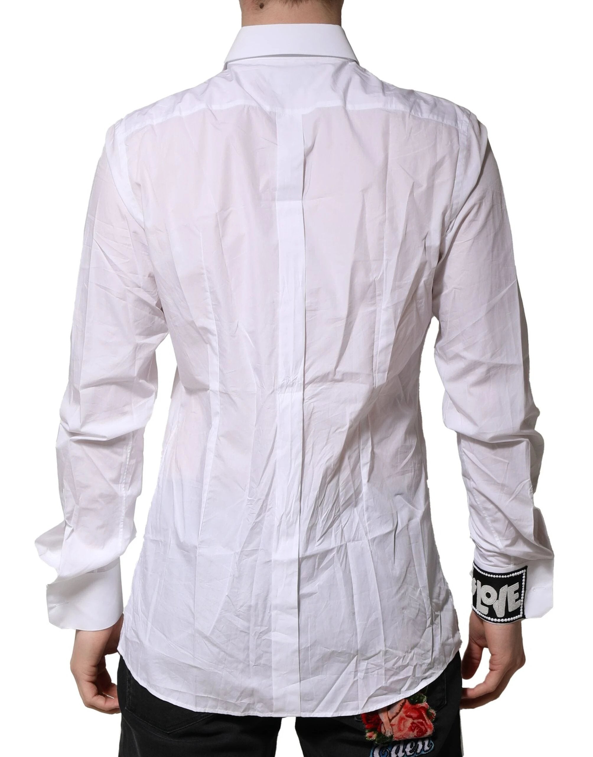 Dolce & Gabbana White GOLD Cotton Men Dress Formal Shirt by Dolce & Gabbana