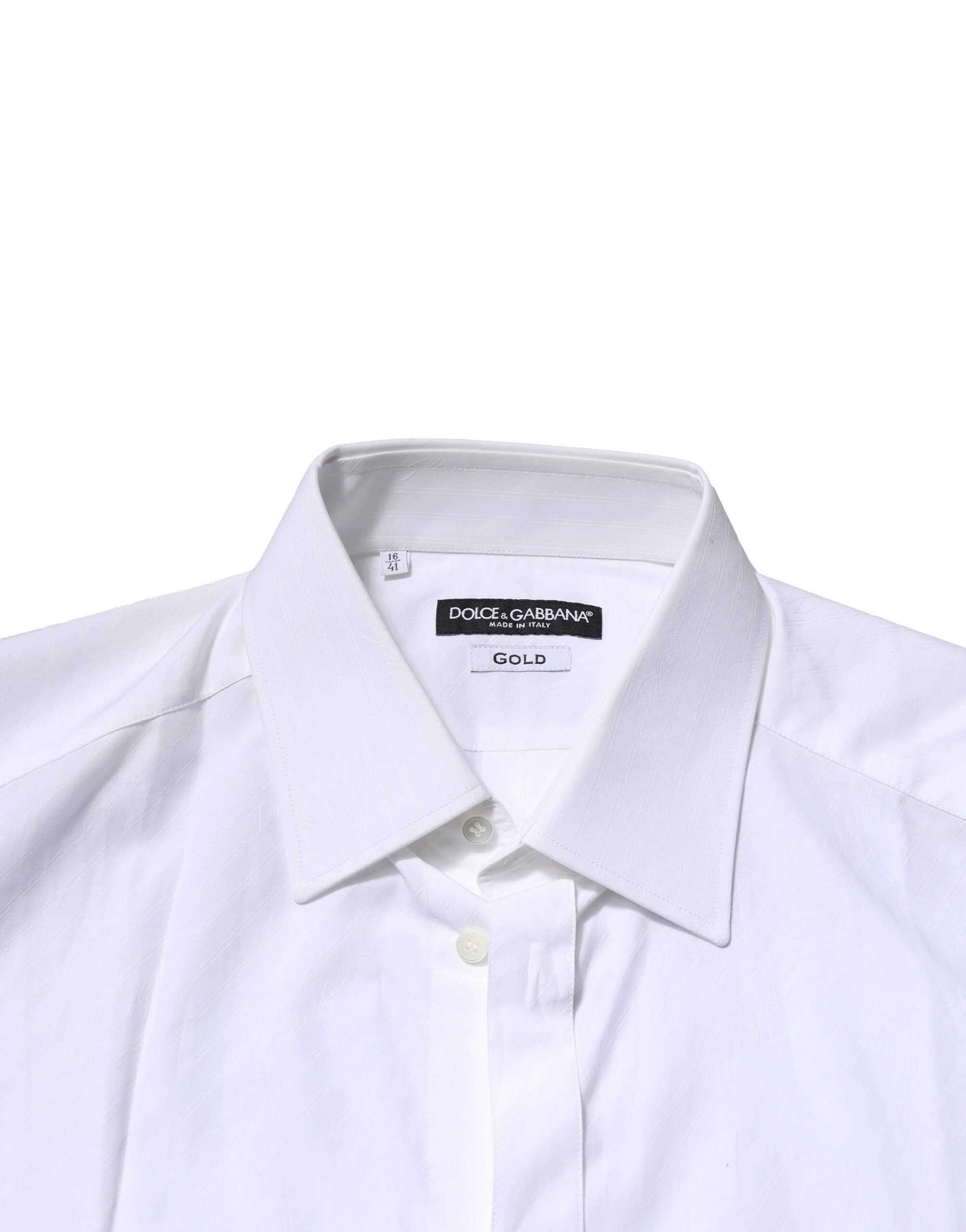 Dolce & Gabbana White GOLD Long Sleeves Men Dress Formal Shirt by Dolce & Gabbana