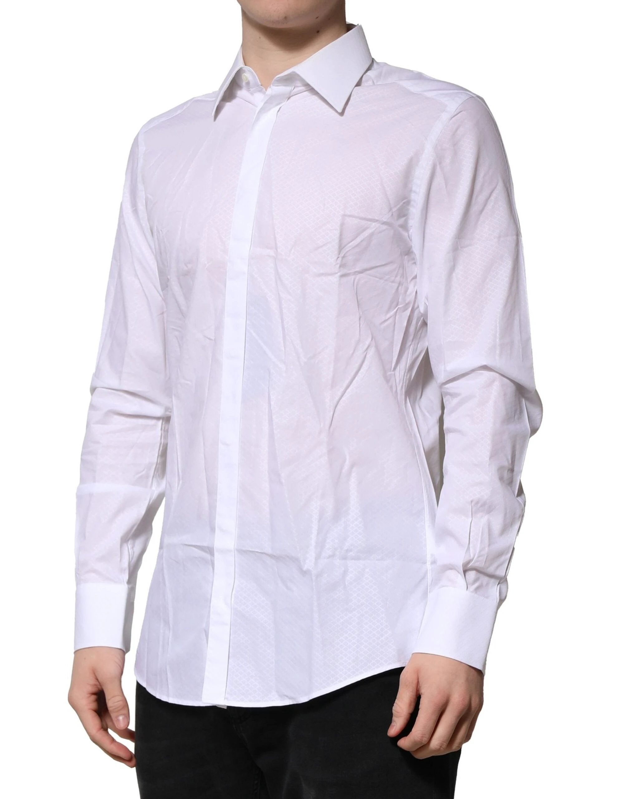 Dolce & Gabbana White MARTINI Long Sleeves Men Formal Shirt by Dolce & Gabbana