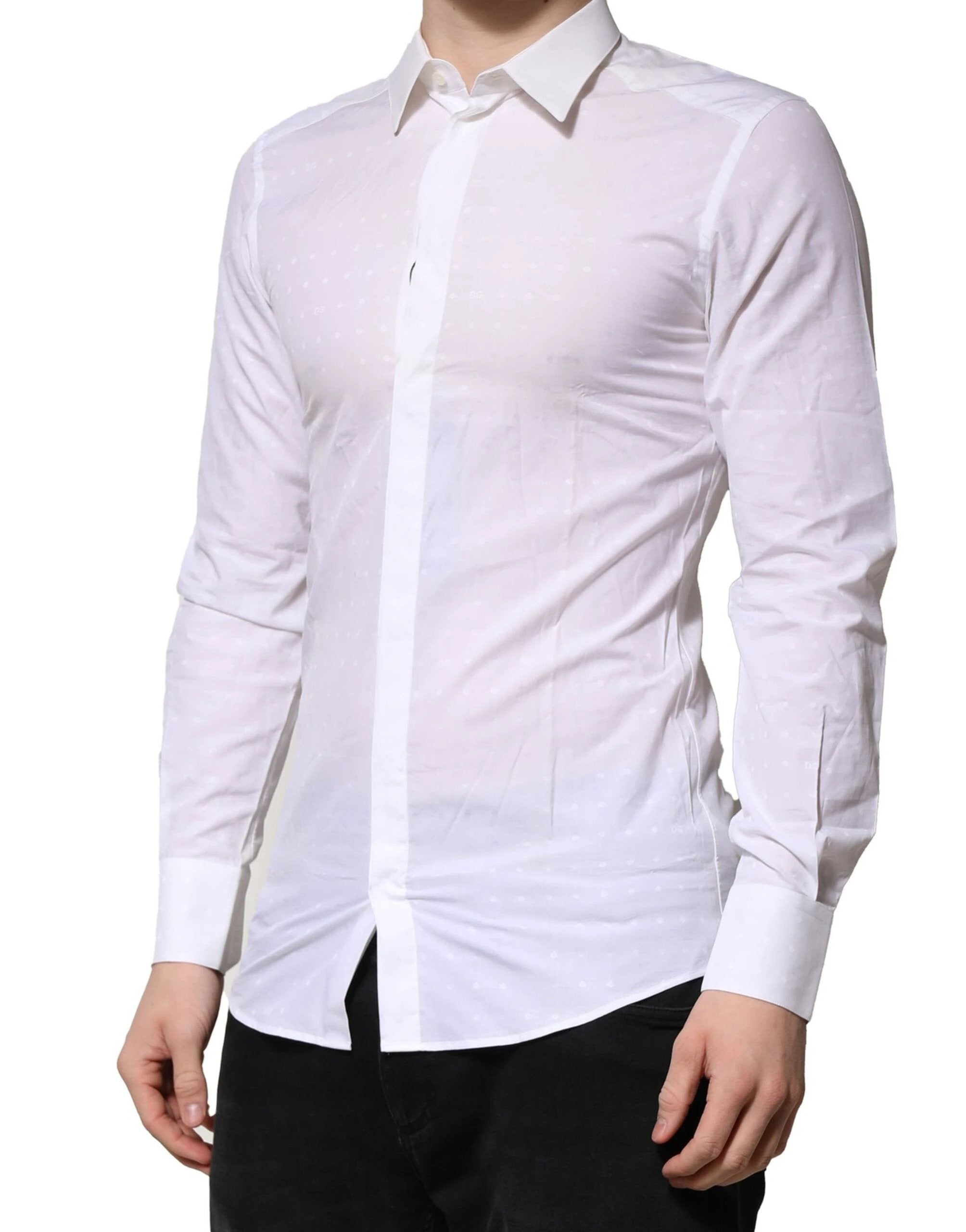 Dolce & Gabbana White GOLD Long Sleeves Dress Men Formal Shirt by Dolce & Gabbana
