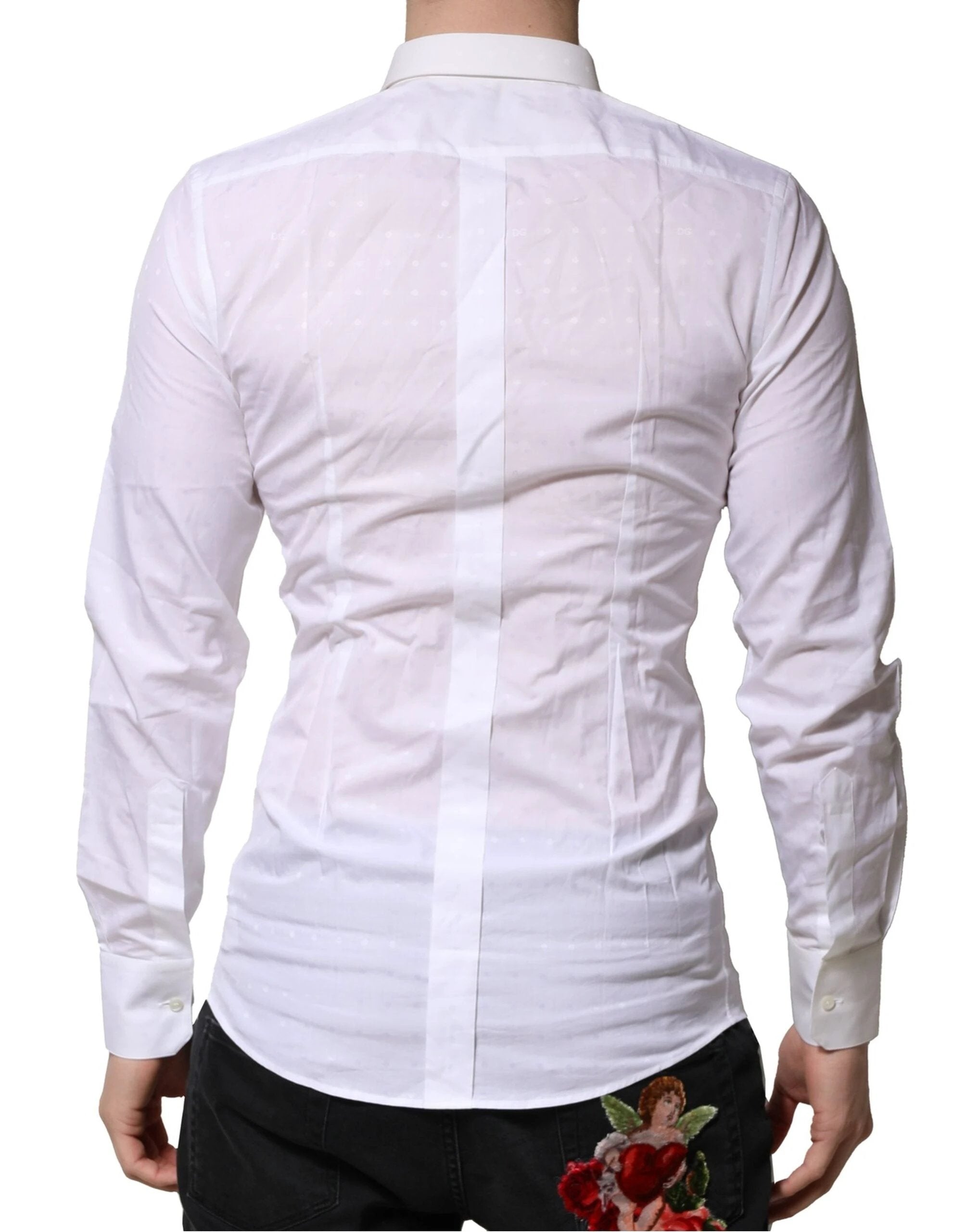 Dolce & Gabbana White GOLD Long Sleeves Dress Men Formal Shirt by Dolce & Gabbana