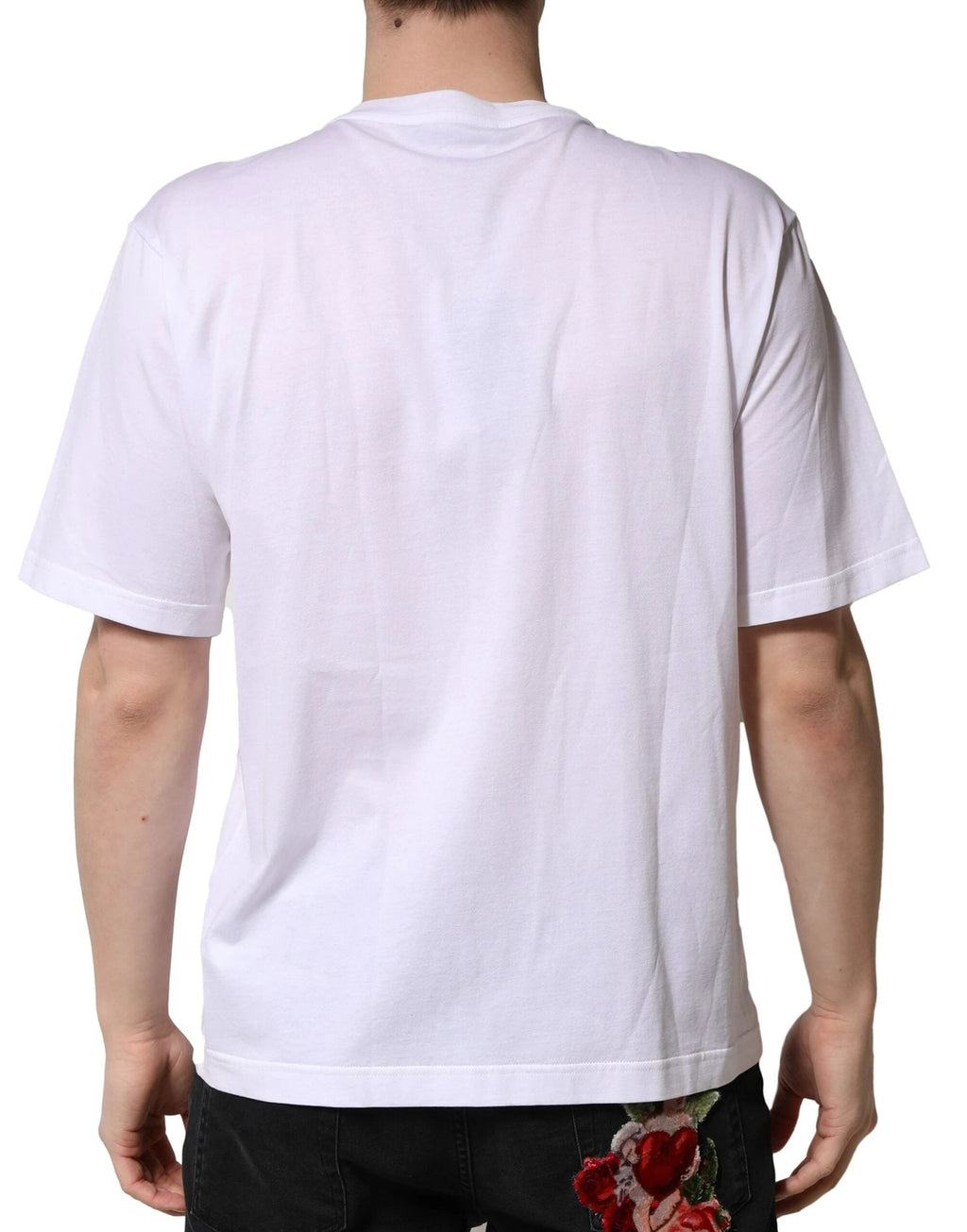 Dolce & Gabbana White Embellished Cotton Crew Neck T-shirt by Dolce & Gabbana