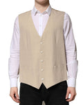 Dolce & Gabbana Beige Linen Dress Formal Men Waistcoat Vest by Dolce & Gabbana