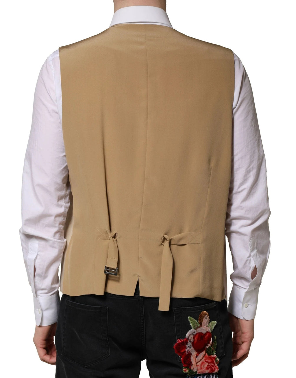 Dolce & Gabbana Beige Linen Dress Formal Men Waistcoat Vest by Dolce & Gabbana