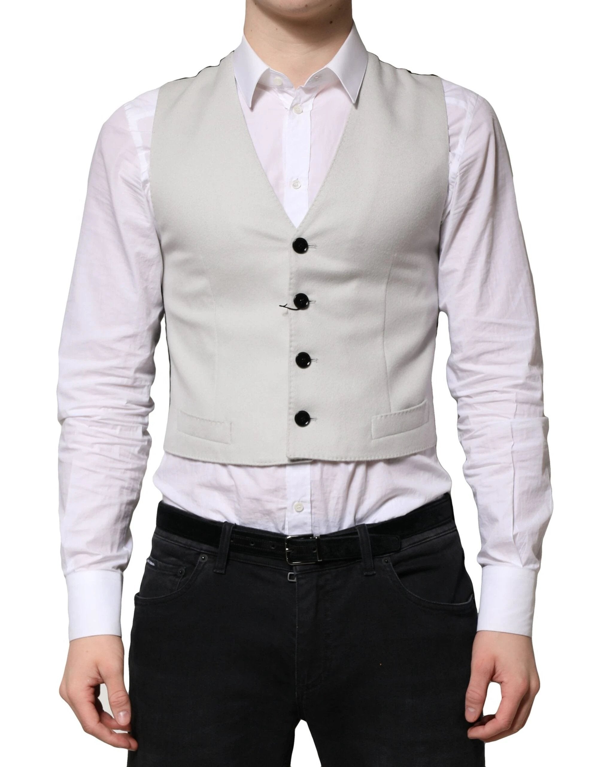 Dolce & Gabbana Gray Wool Dress Formal Men Waistcoat Vest by Dolce & Gabbana