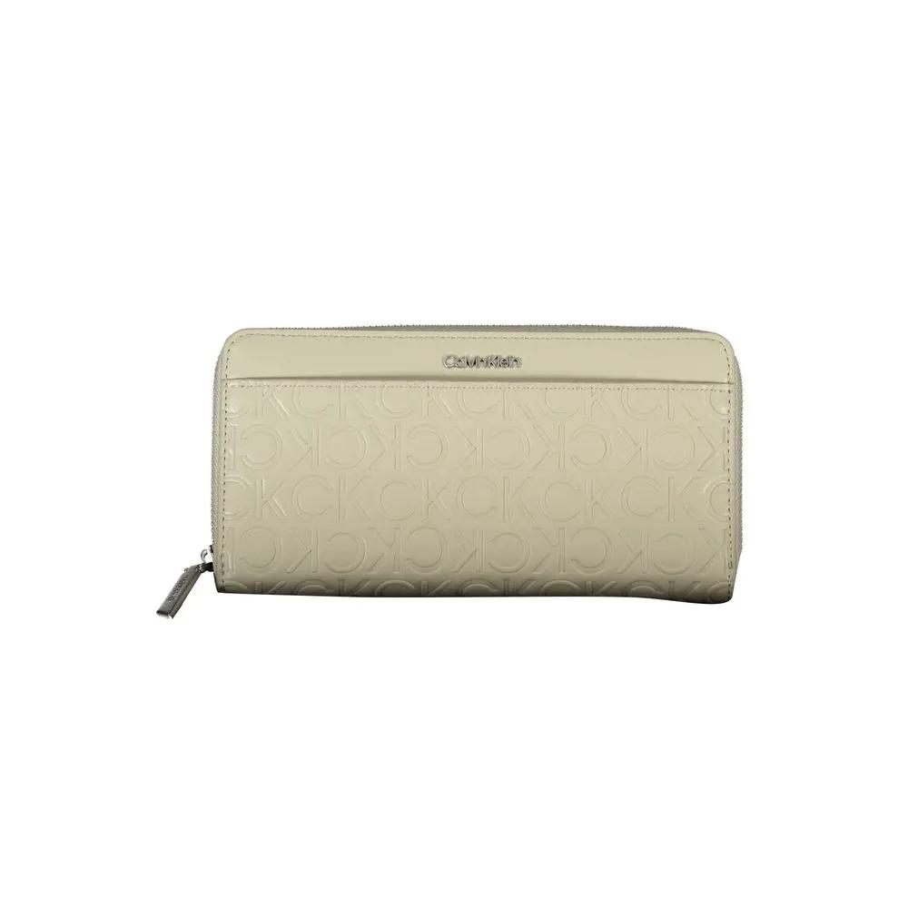 Portefeuille femme Calvin Klein beige en polyuréthane