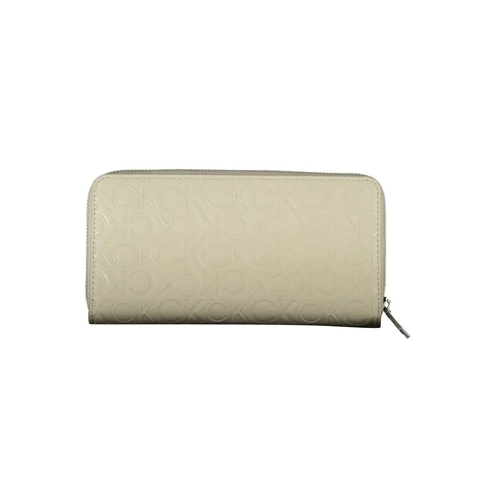 Portefeuille femme Calvin Klein beige en polyuréthane