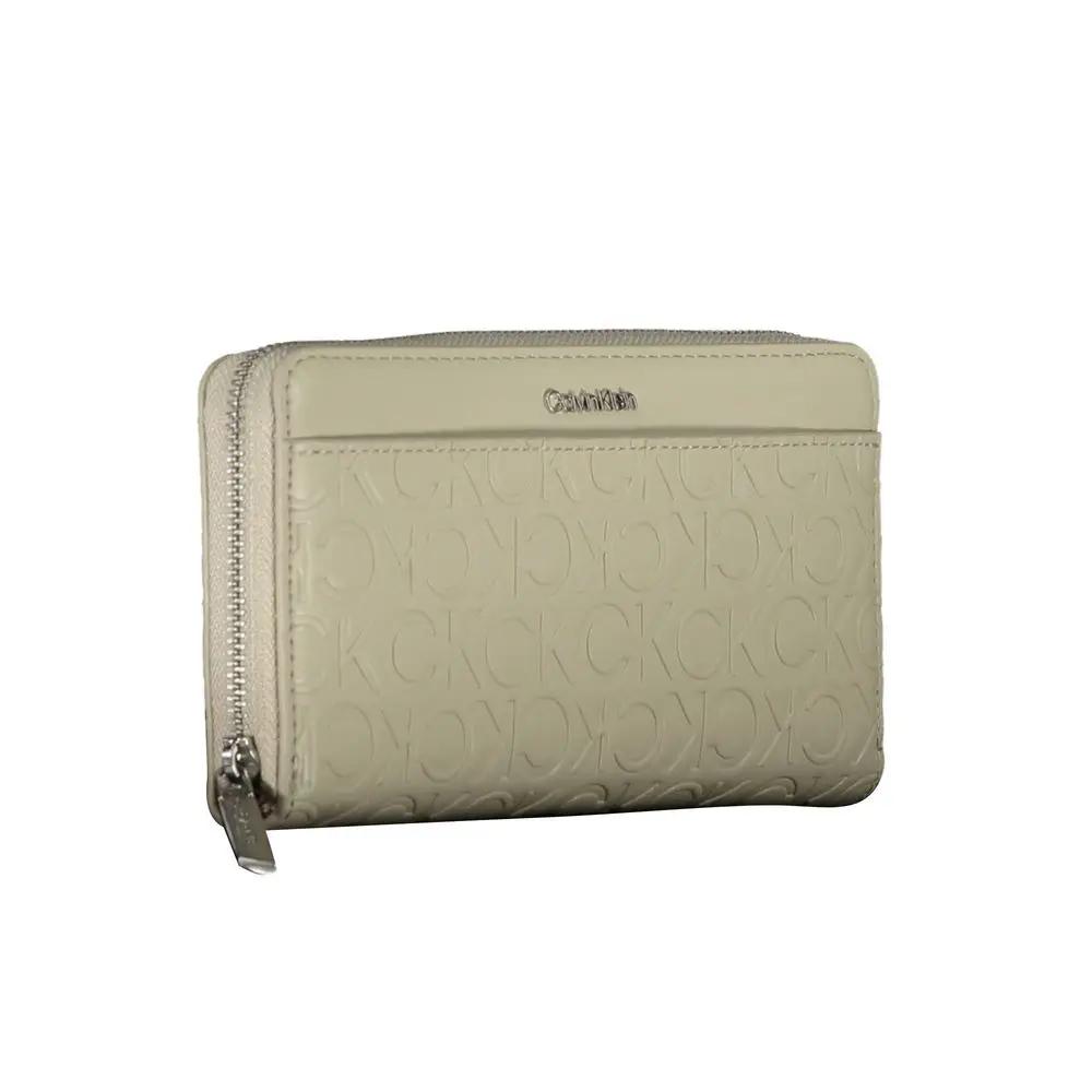 Portefeuille femme Calvin Klein beige en polyuréthane