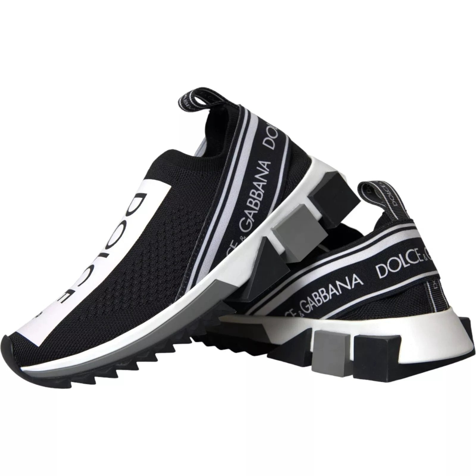 Dolce & Gabbana Black White Slip On Sorrento Sneakers Shoes by Dolce & Gabbana