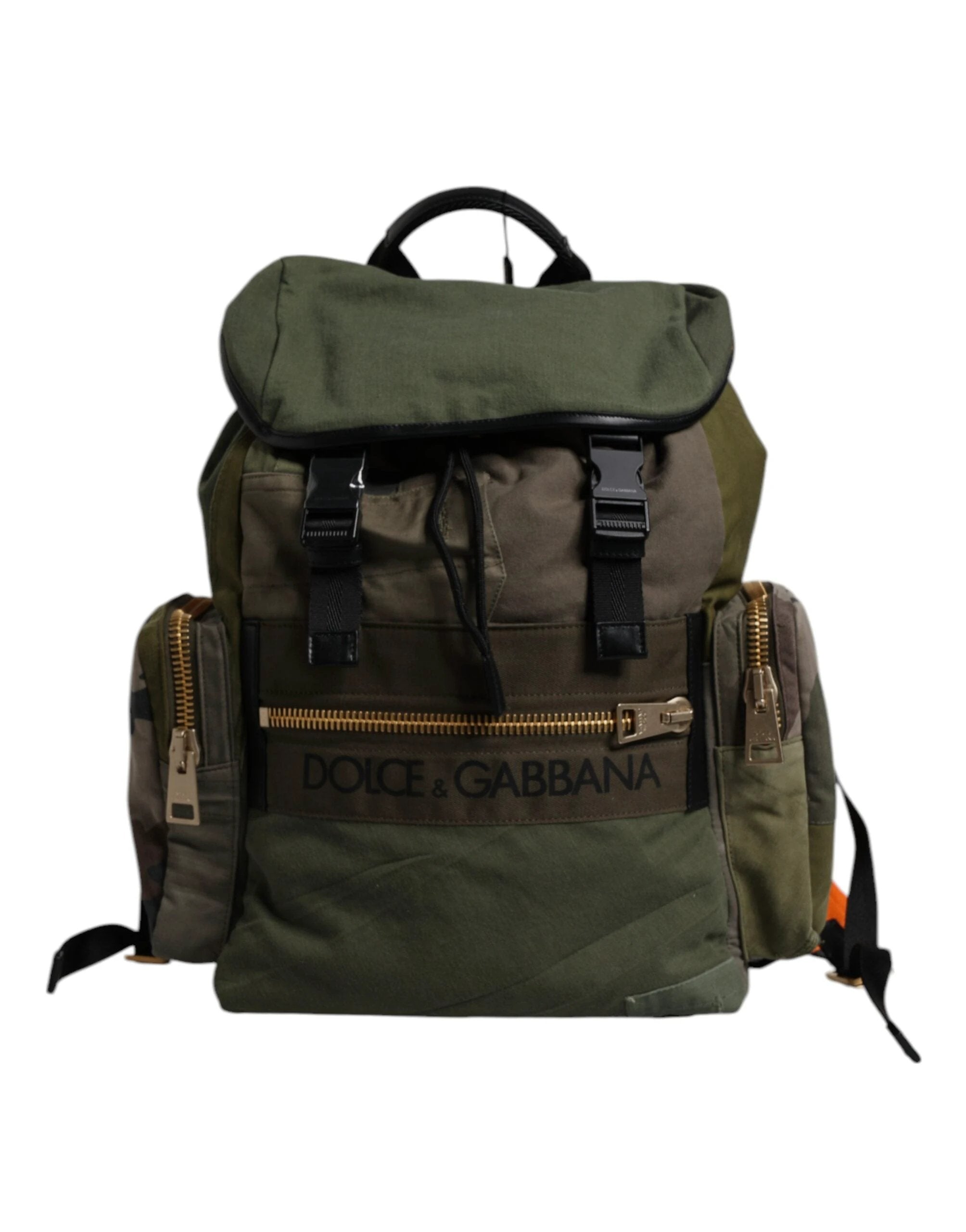 Dolce & Gabbana Green Patchwork Travel Backpack Military Bag by Dolce & Gabbana