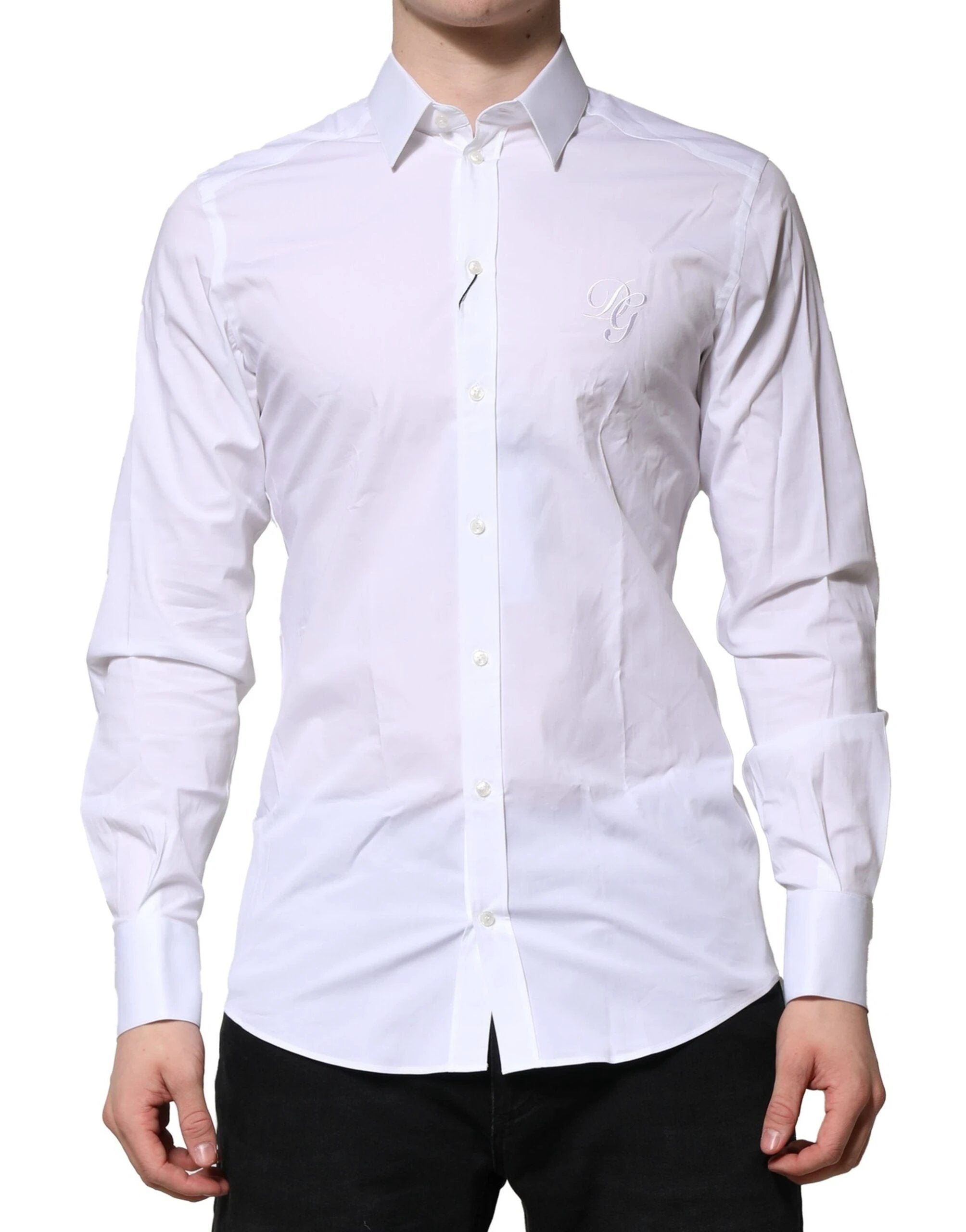 Dolce & Gabbana White Cotton GOLD Long Sleeves Formal Shirt by Dolce & Gabbana