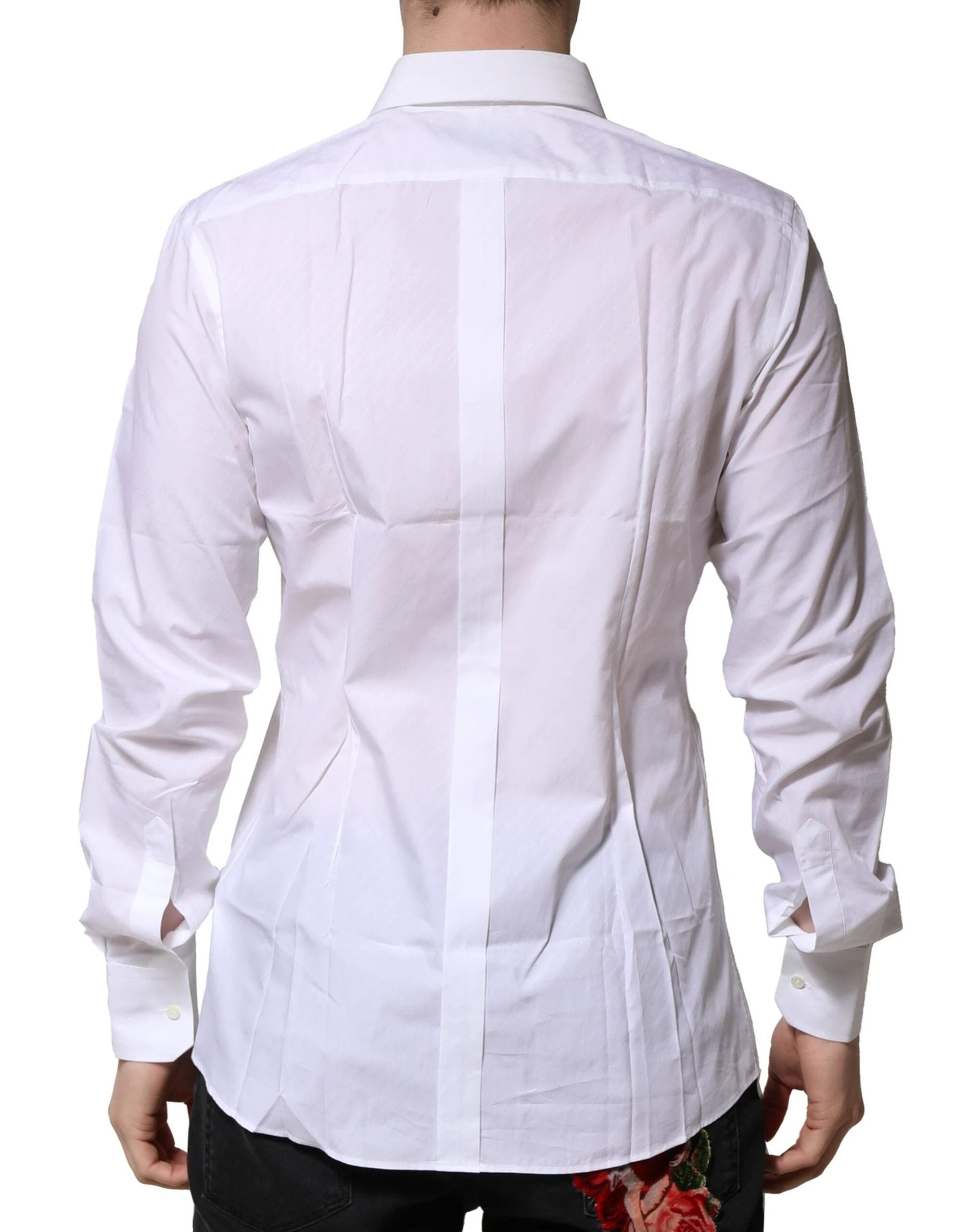 Dolce & Gabbana White Cotton Long Sleeves GOLD Formal Shirt by Dolce & Gabbana