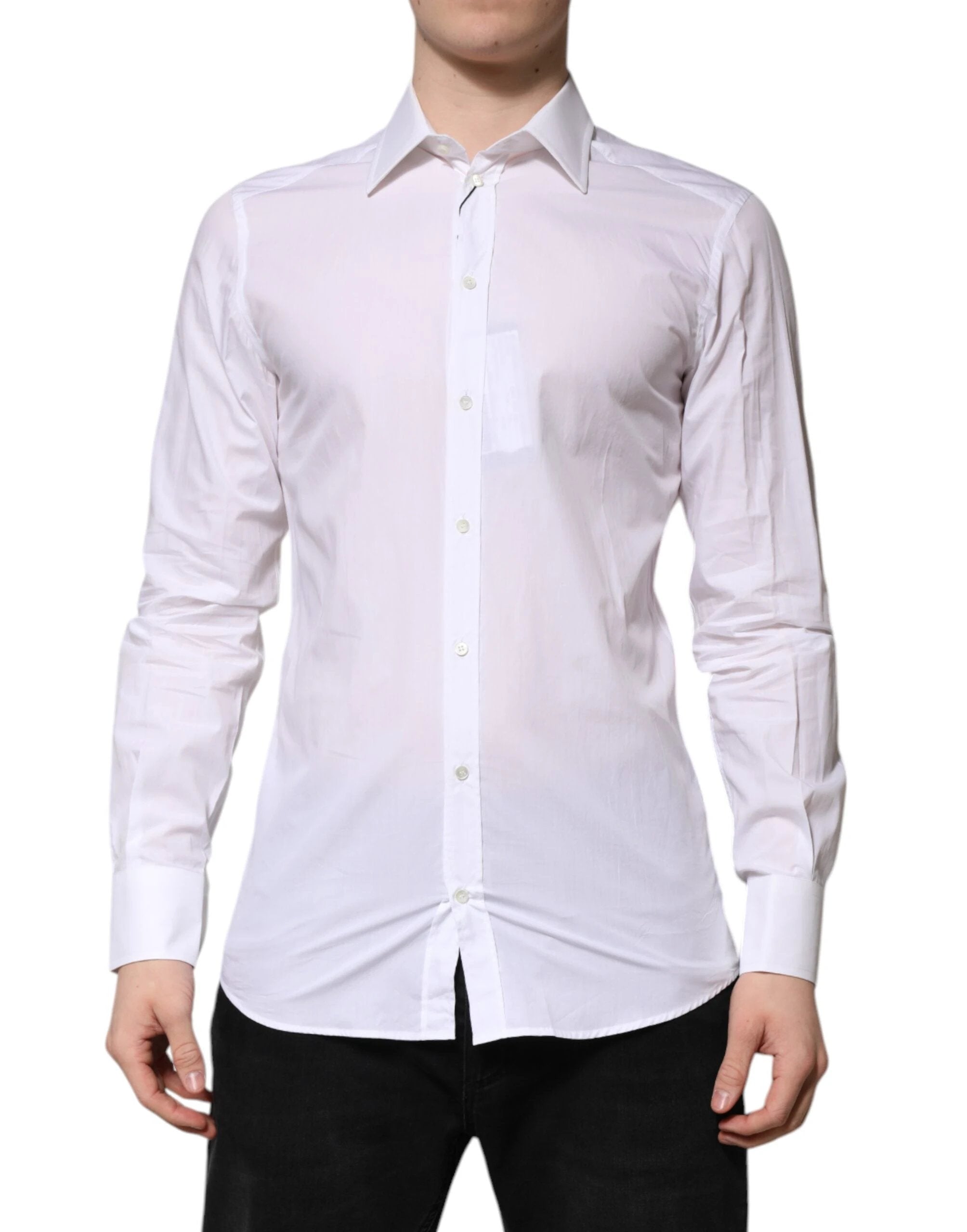 Dolce & Gabbana White GOLD Long Sleeves Dress Men Formal Shirt by Dolce & Gabbana