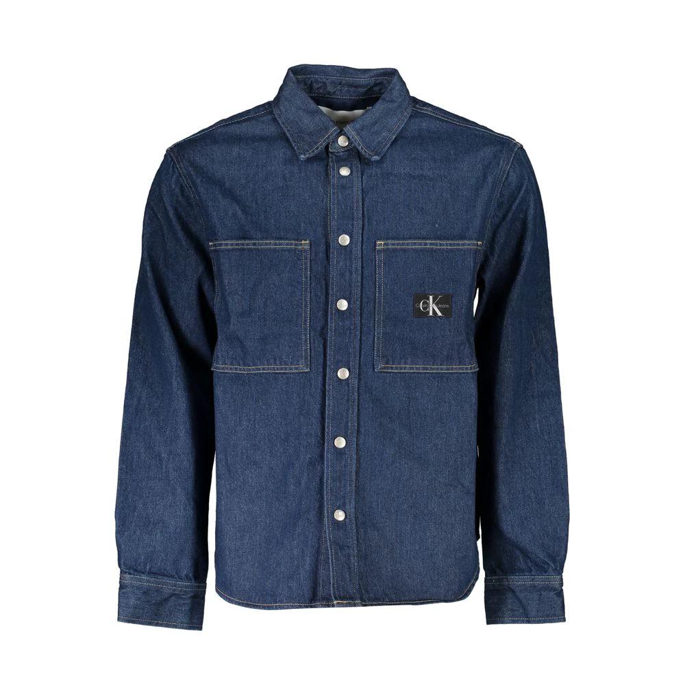 Calvin Klein Blu Cotton Men Jacket Calvin Klein