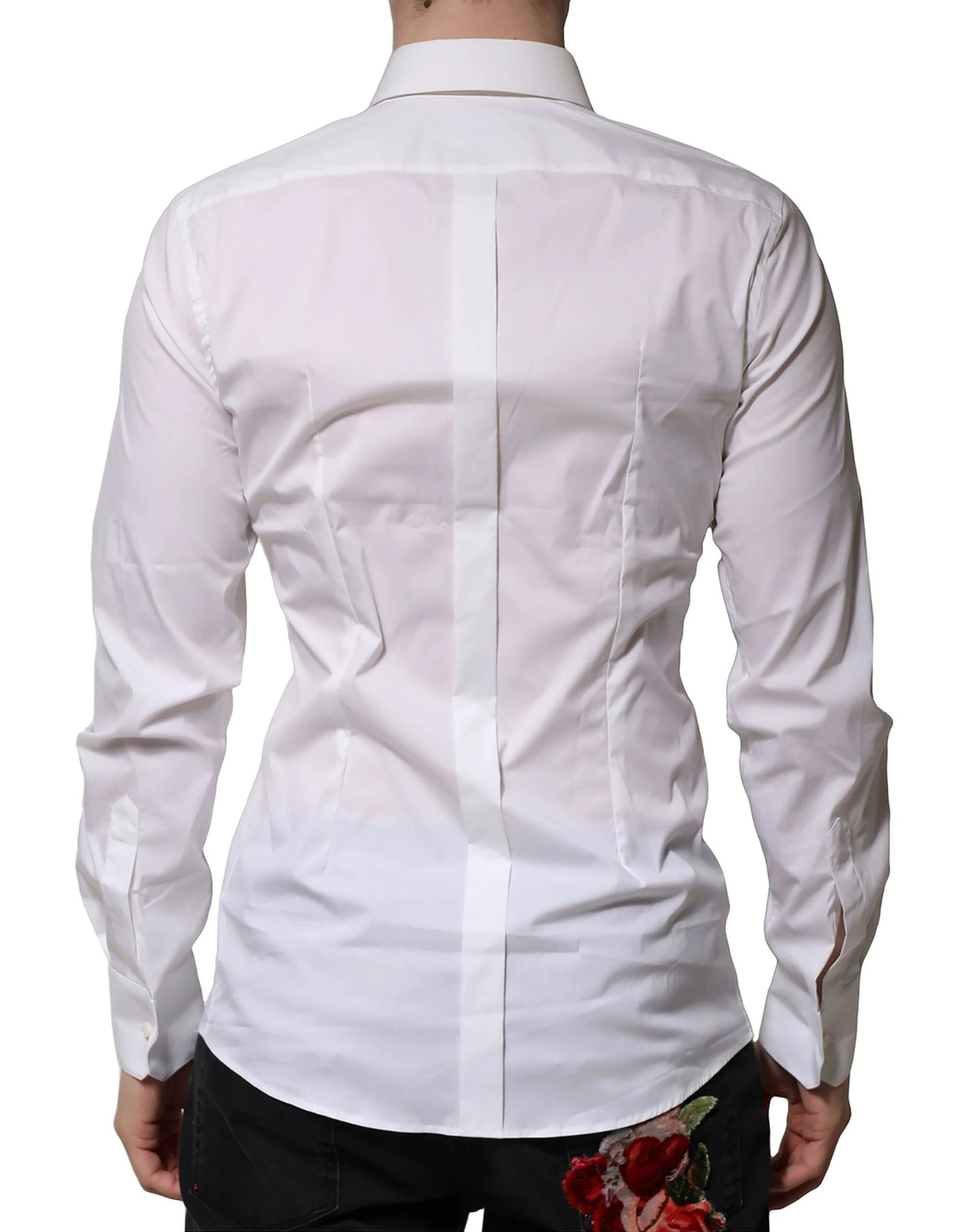 Dolce & Gabbana White Cotton Long Sleeves GOLD Formal Shirt by Dolce & Gabbana