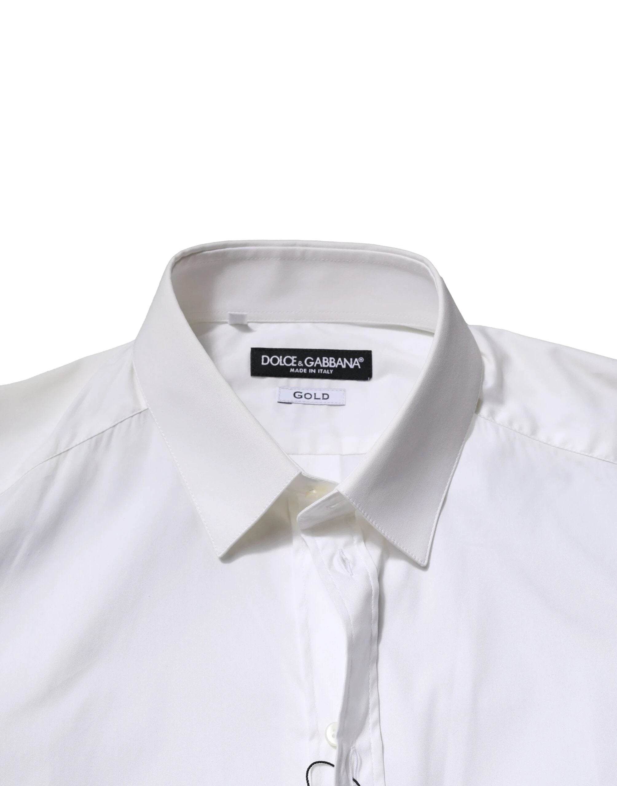 Dolce & Gabbana White Cotton Long Sleeves GOLD Formal Shirt by Dolce & Gabbana