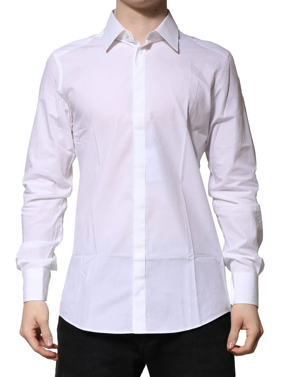 Dolce & Gabbana White GOLD Cotton Long Sleeves Men Formal Shirt by Dolce & Gabbana
