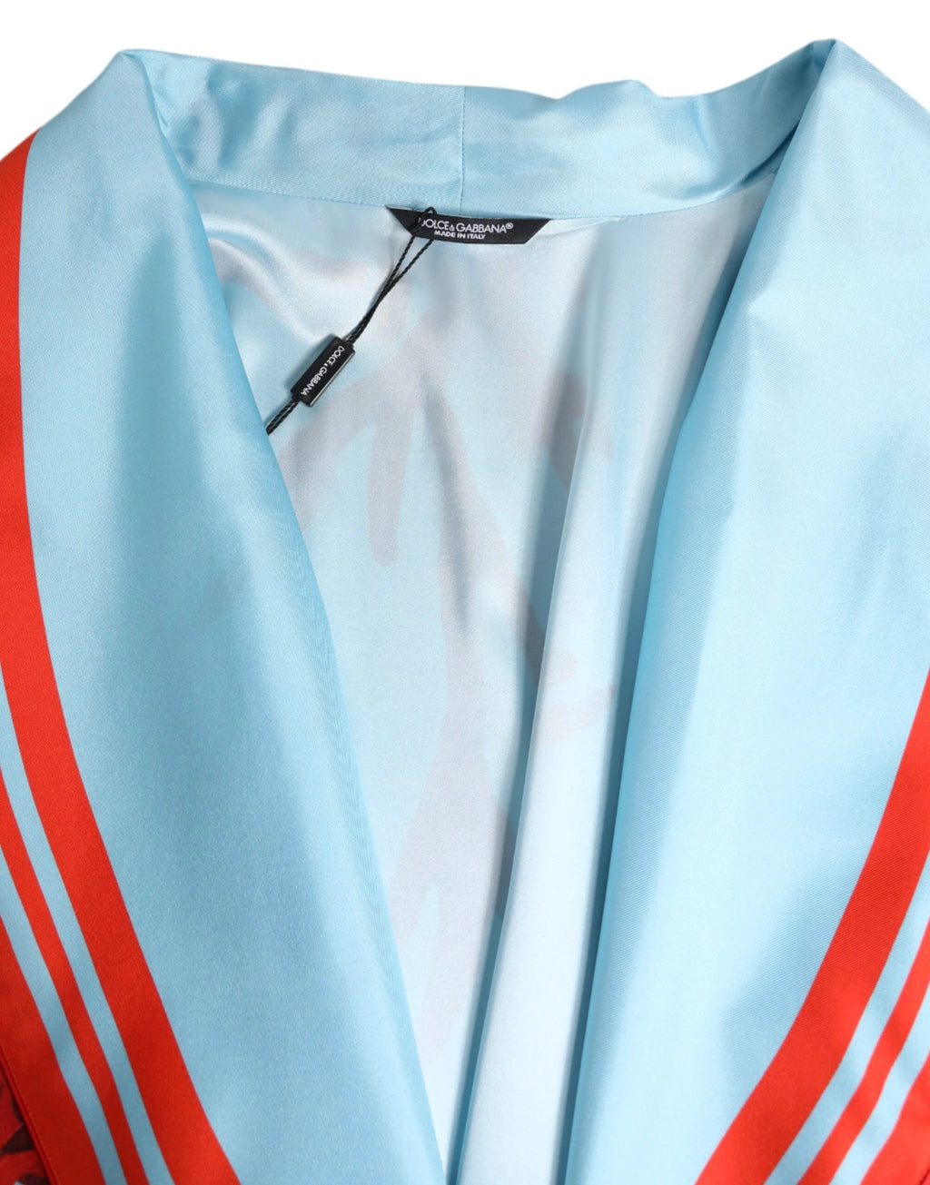 Dolce & Gabbana Blue Red Coral Print Wrap Robe Coat Jacket by Dolce & Gabbana