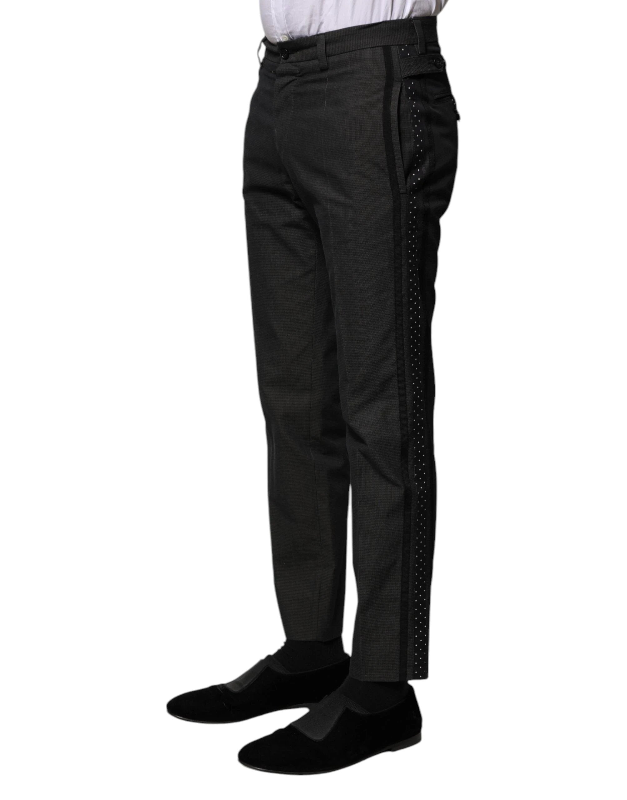 Dolce & Gabbana Gray Cotton Patterned Formal Pants by Dolce & Gabbana