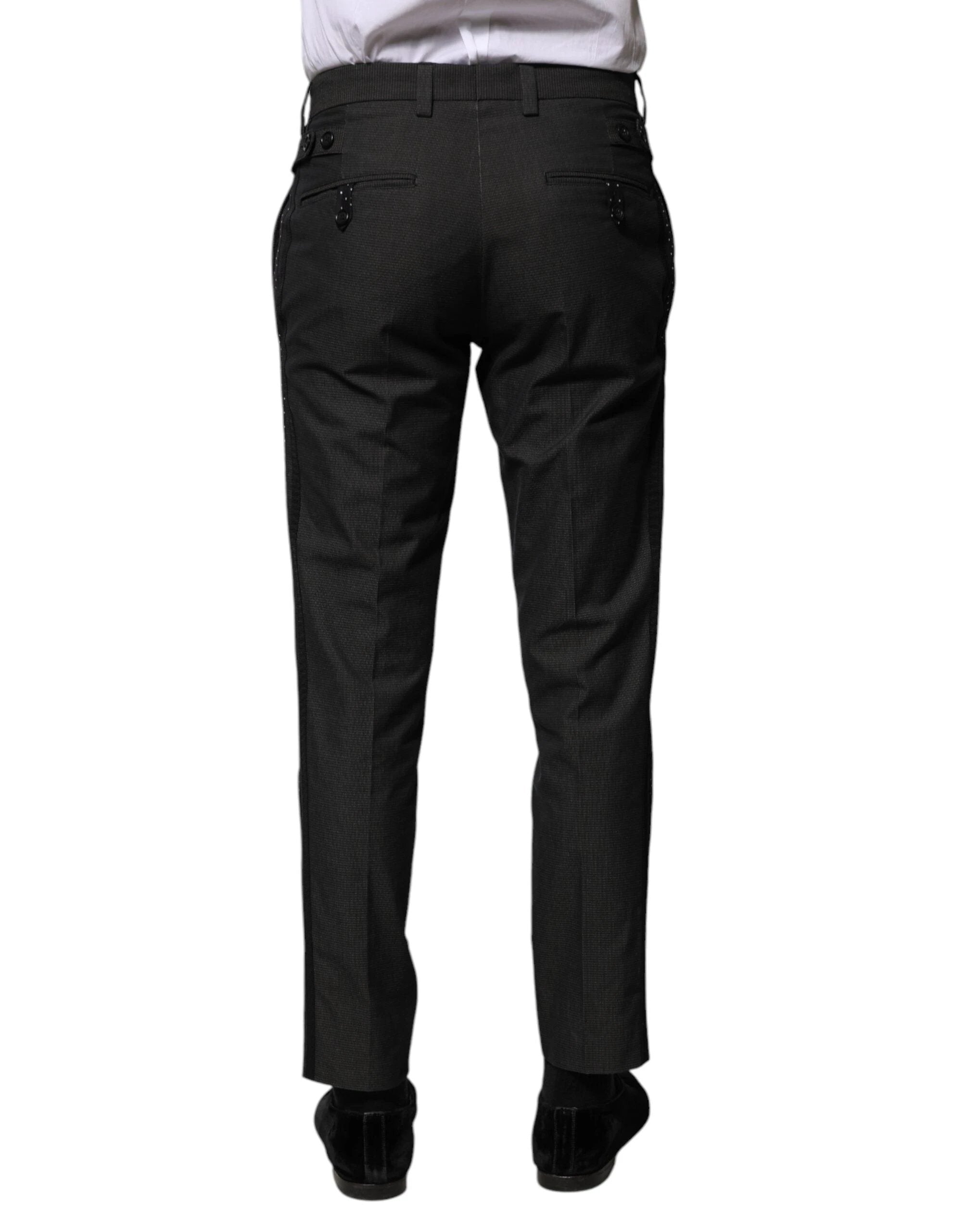 Dolce & Gabbana Gray Cotton Patterned Formal Pants by Dolce & Gabbana