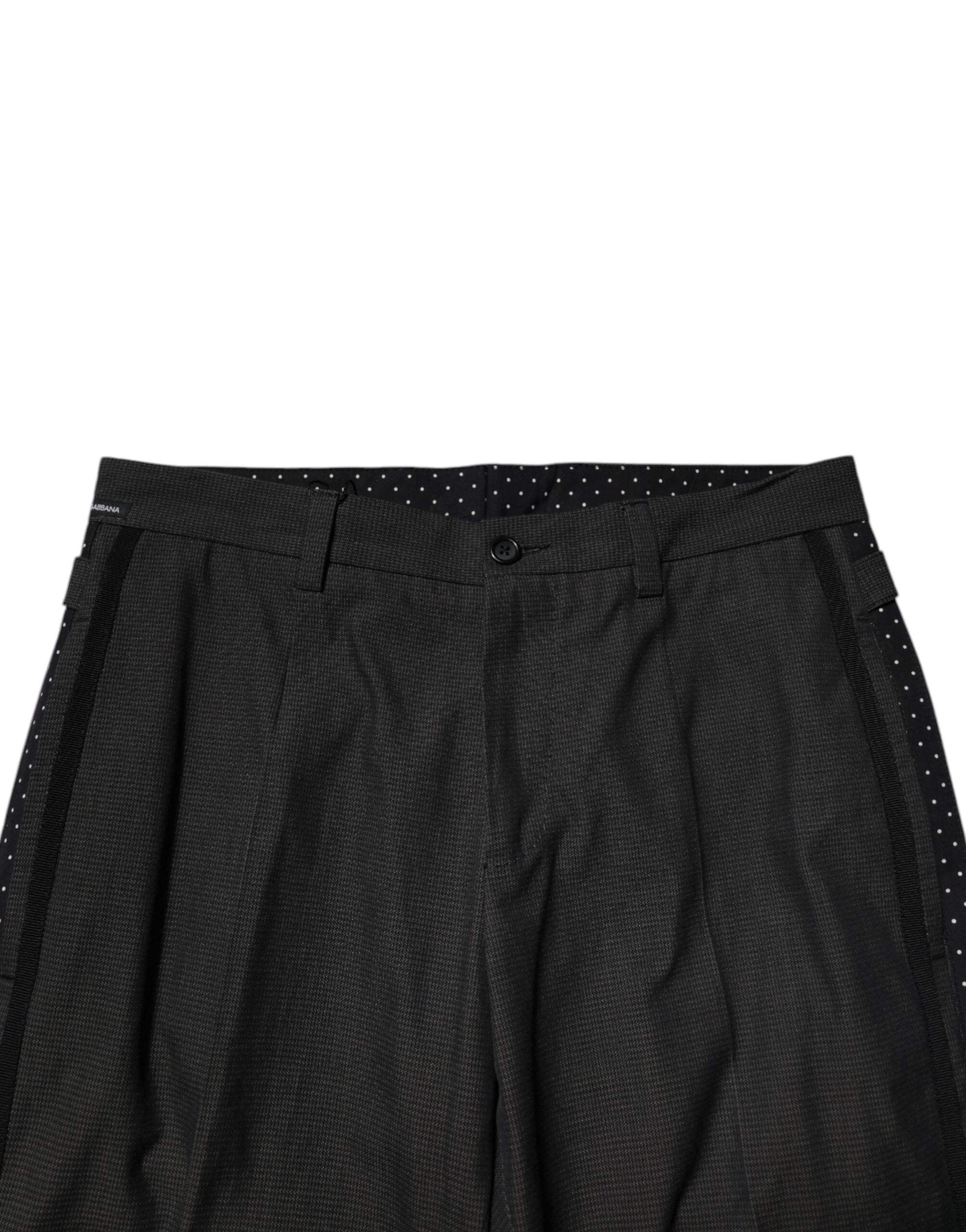 Dolce & Gabbana Gray Cotton Patterned Formal Pants by Dolce & Gabbana