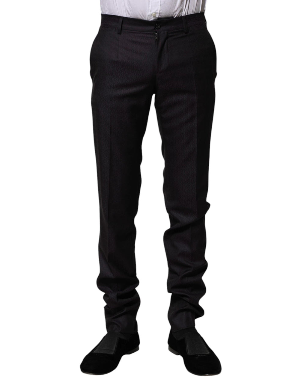 Dolce & Gabbana Black Wool Patterned Formal Pants by Dolce & Gabbana