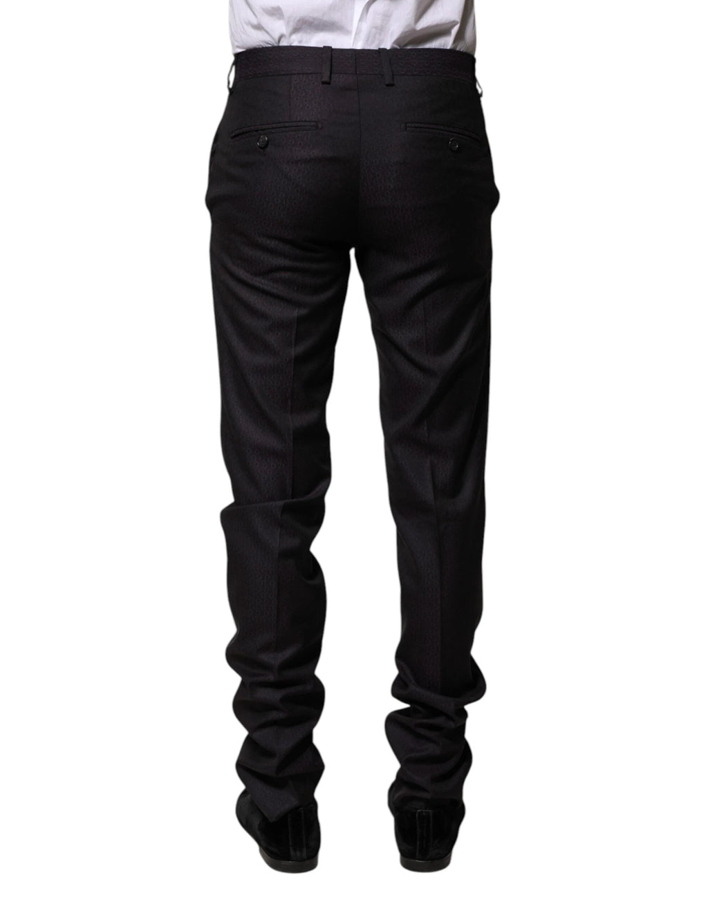Dolce & Gabbana Black Wool Patterned Formal Pants by Dolce & Gabbana