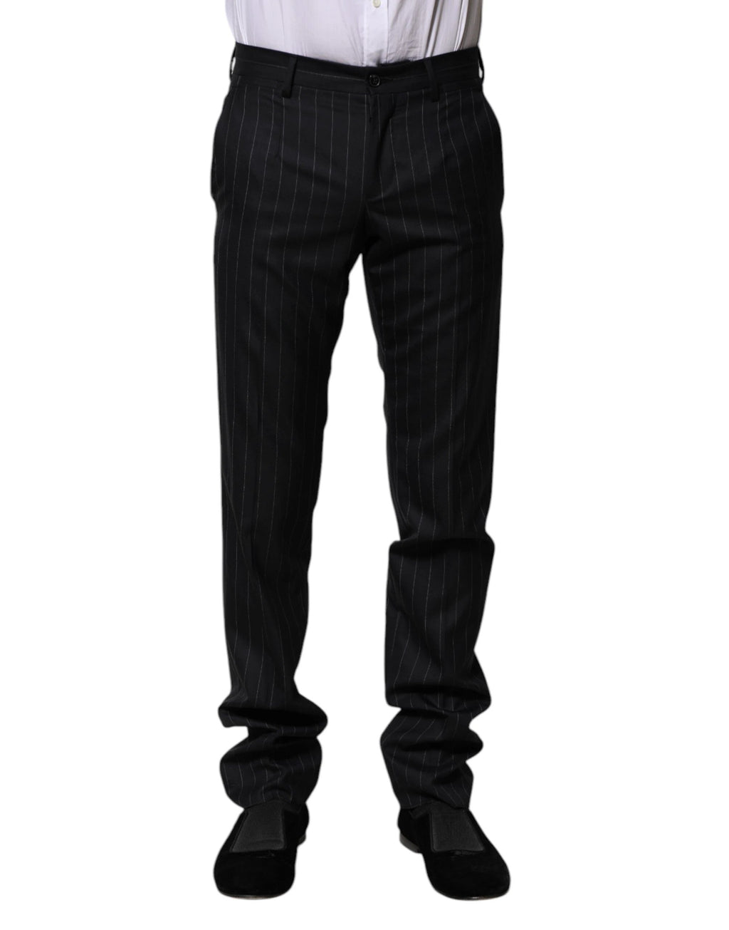 Dolce & Gabbana Black Wool Striped Formal Pants by Dolce & Gabbana
