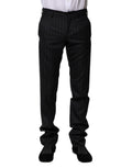 Dolce & Gabbana Black Wool Striped Formal Pants by Dolce & Gabbana