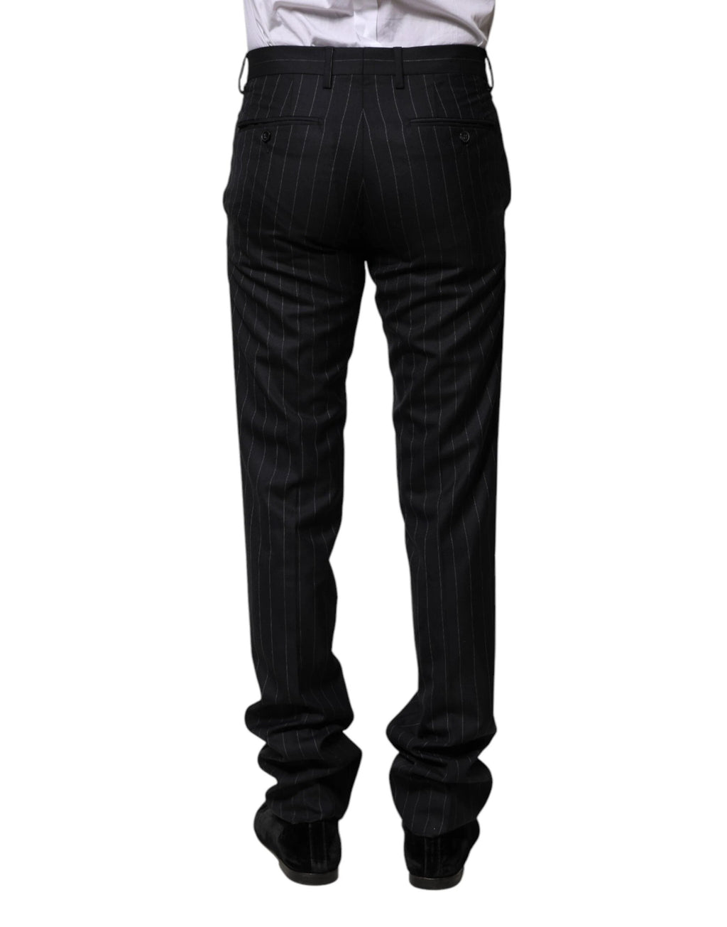 Dolce & Gabbana Black Wool Striped Formal Pants by Dolce & Gabbana