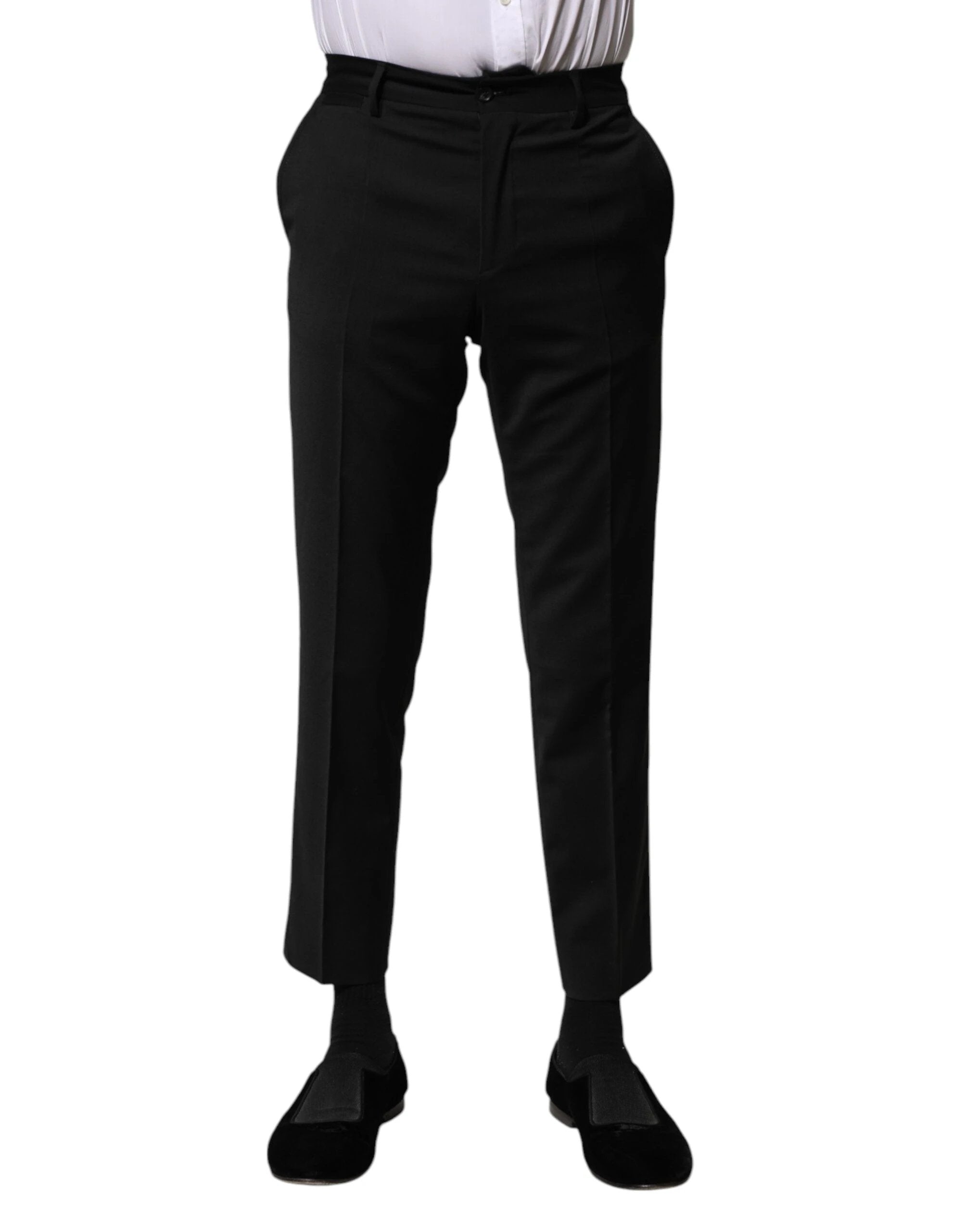 Dolce & Gabbana Black Wool Formal Men Cropped Pants by Dolce & Gabbana