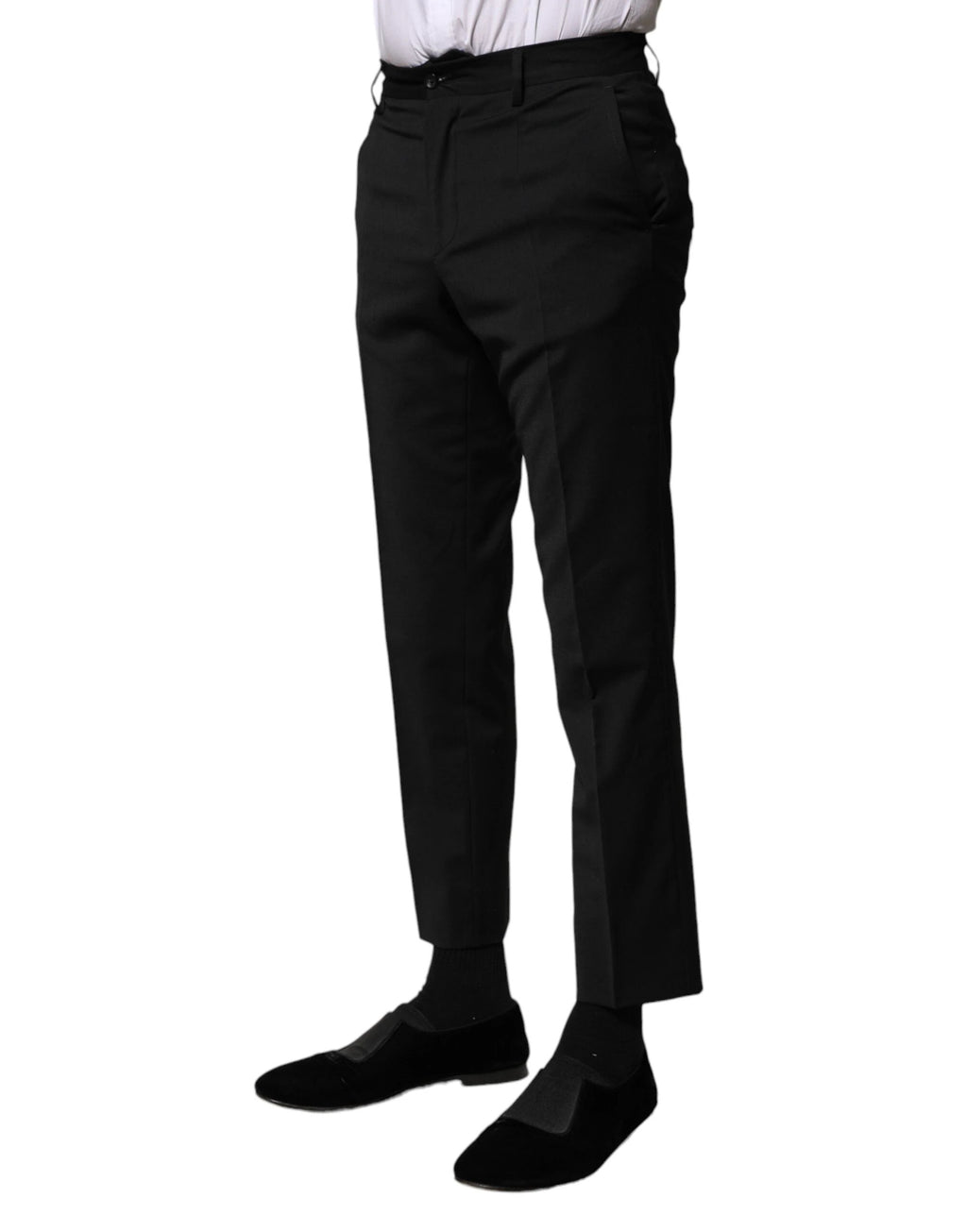 Dolce & Gabbana Black Wool Formal Men Cropped Pants by Dolce & Gabbana
