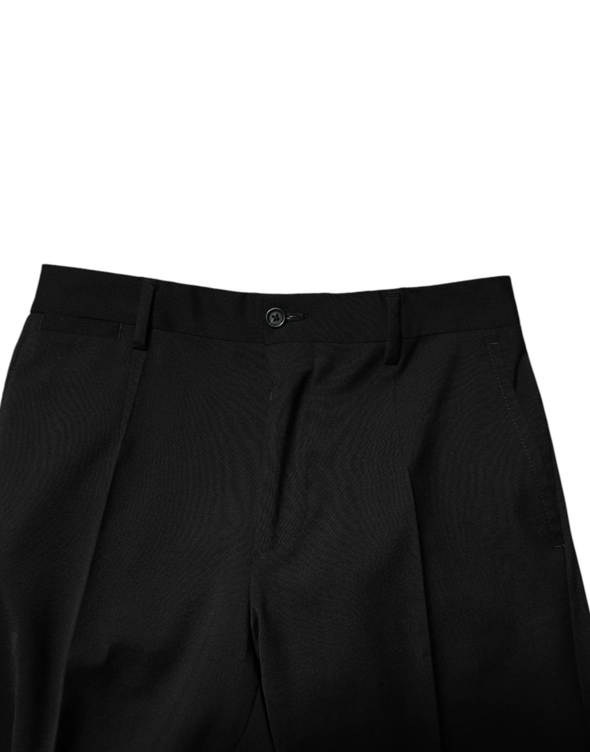 Dolce & Gabbana Black Wool Formal Men Cropped Pants by Dolce & Gabbana