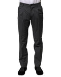 Dolce & Gabbana Gray Striped Cotton Formal Pants by Dolce & Gabbana