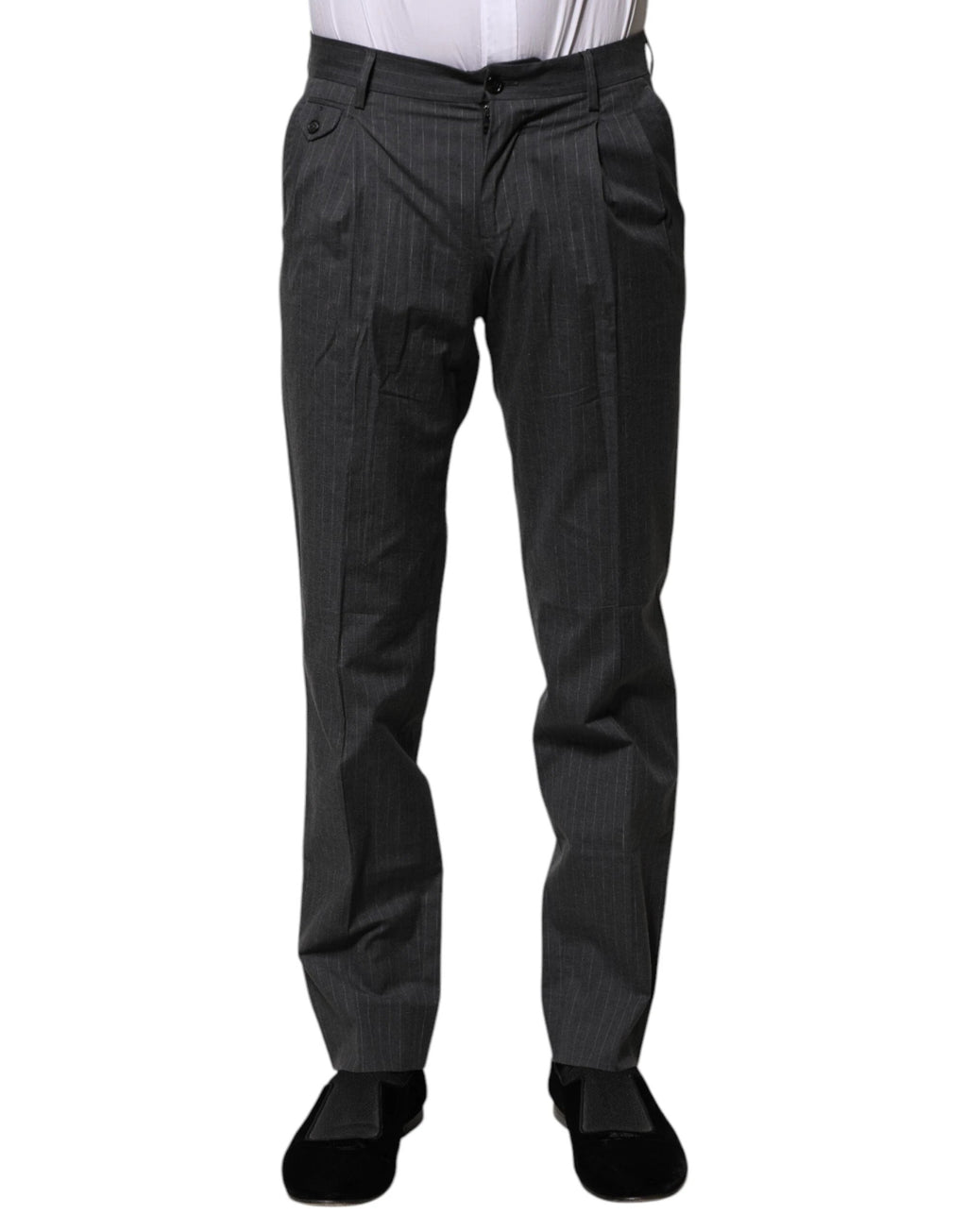 Dolce & Gabbana Gray Striped Cotton Formal Pants by Dolce & Gabbana