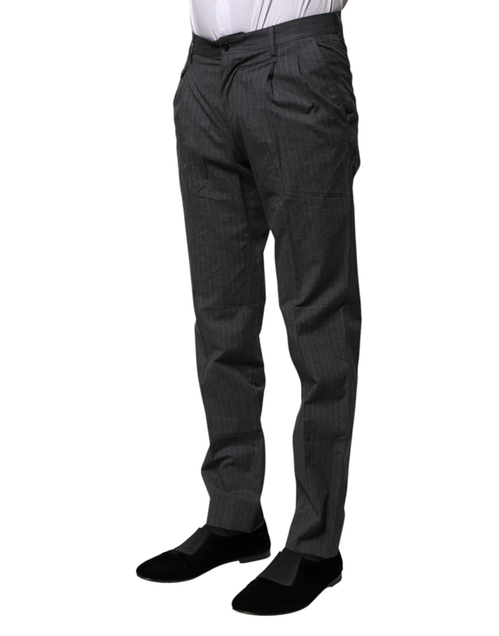 Dolce & Gabbana Gray Striped Cotton Formal Pants by Dolce & Gabbana