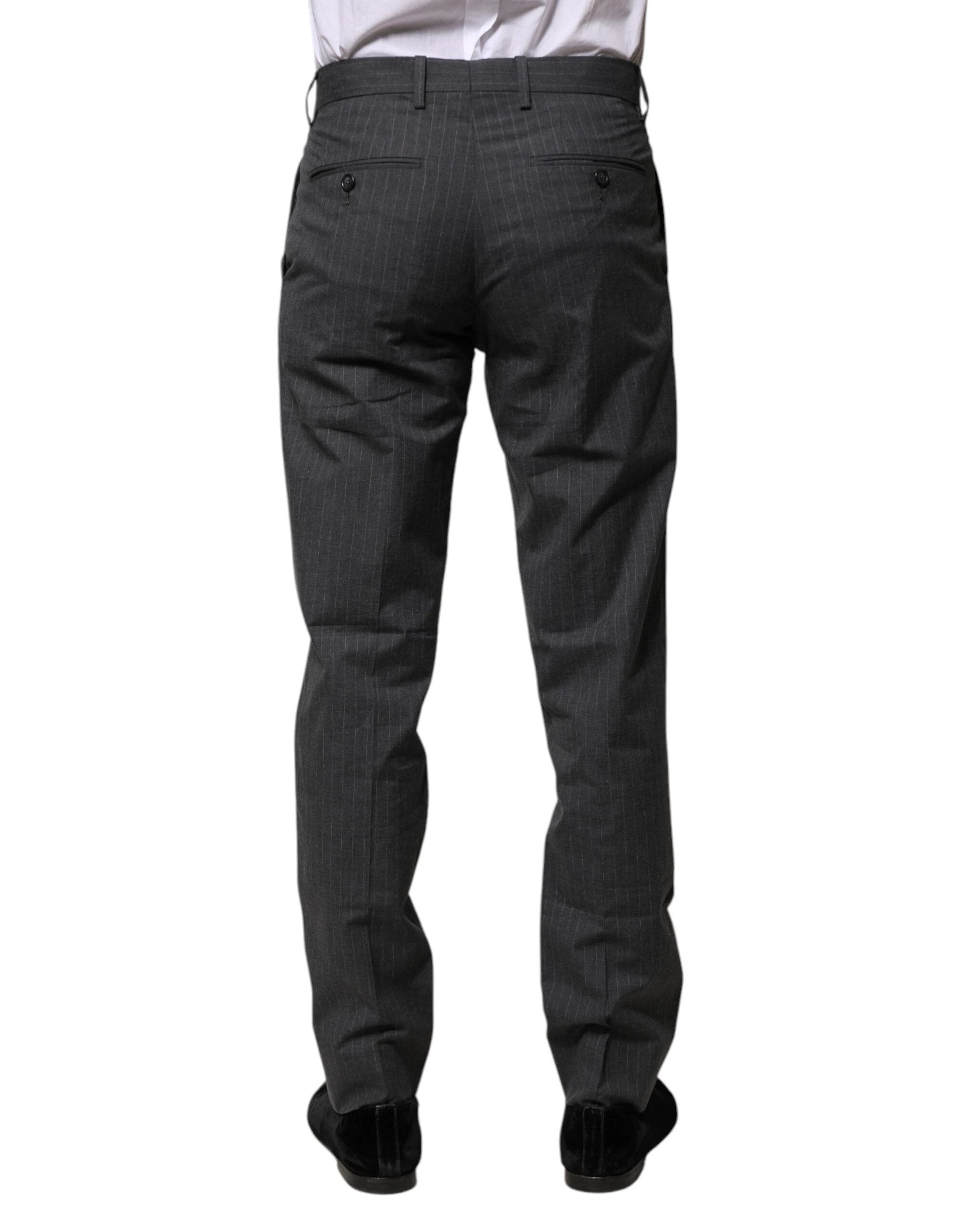 Dolce & Gabbana Gray Striped Cotton Formal Pants by Dolce & Gabbana