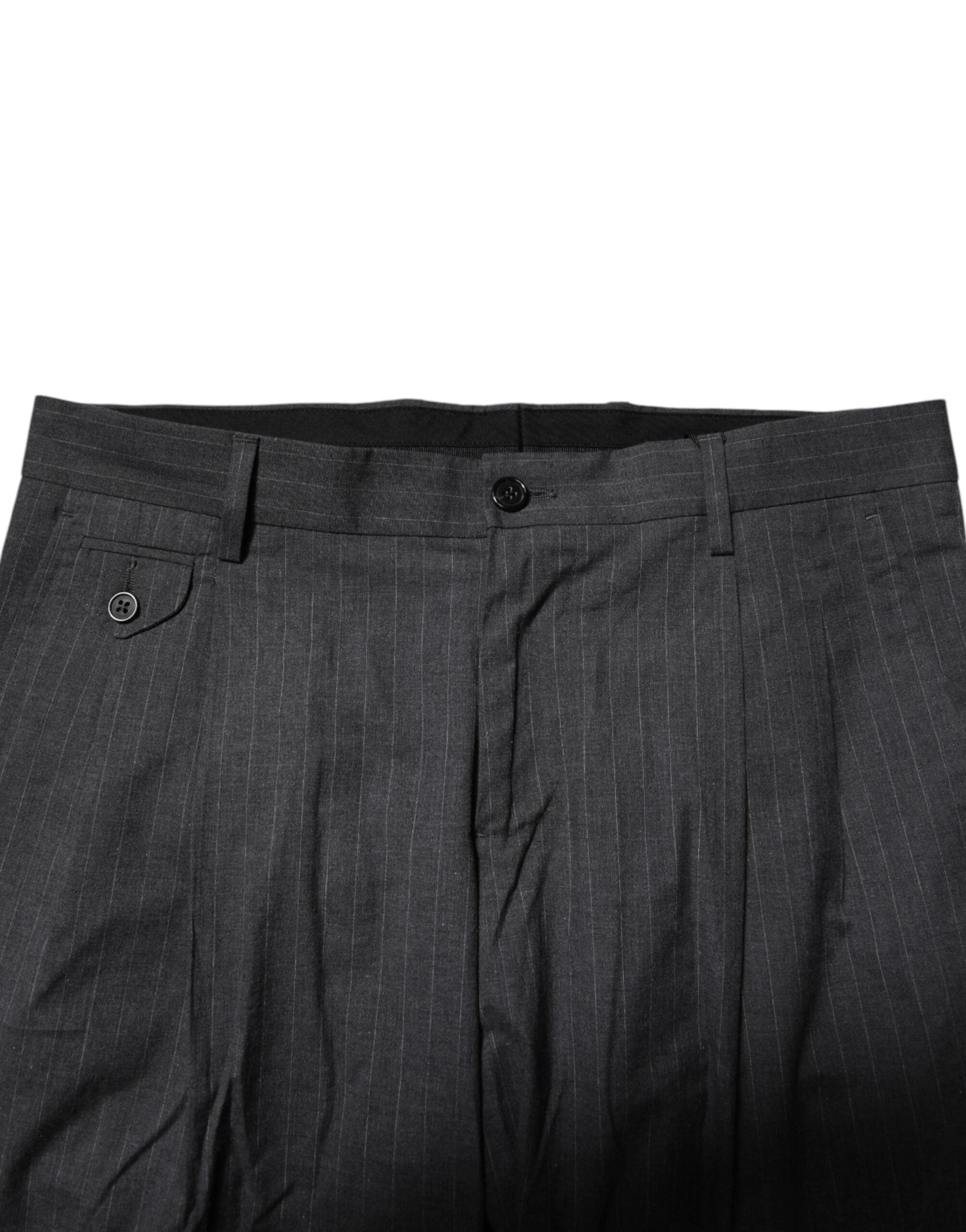 Dolce & Gabbana Gray Striped Cotton Formal Pants by Dolce & Gabbana
