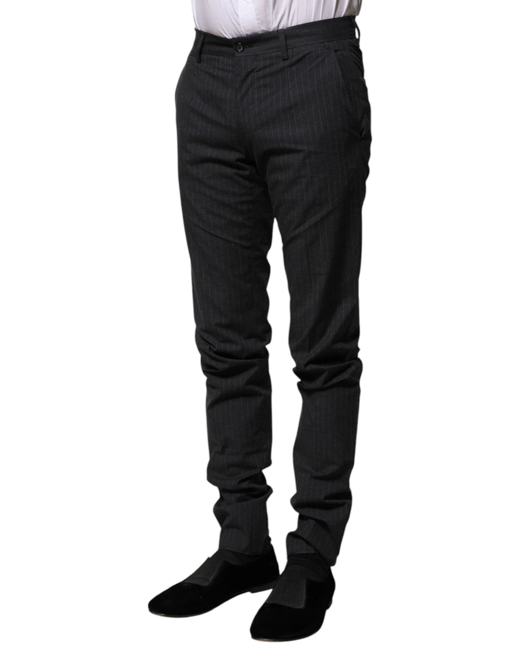 Dolce & Gabbana Gray Striped Cotton Formal Pants by Dolce & Gabbana