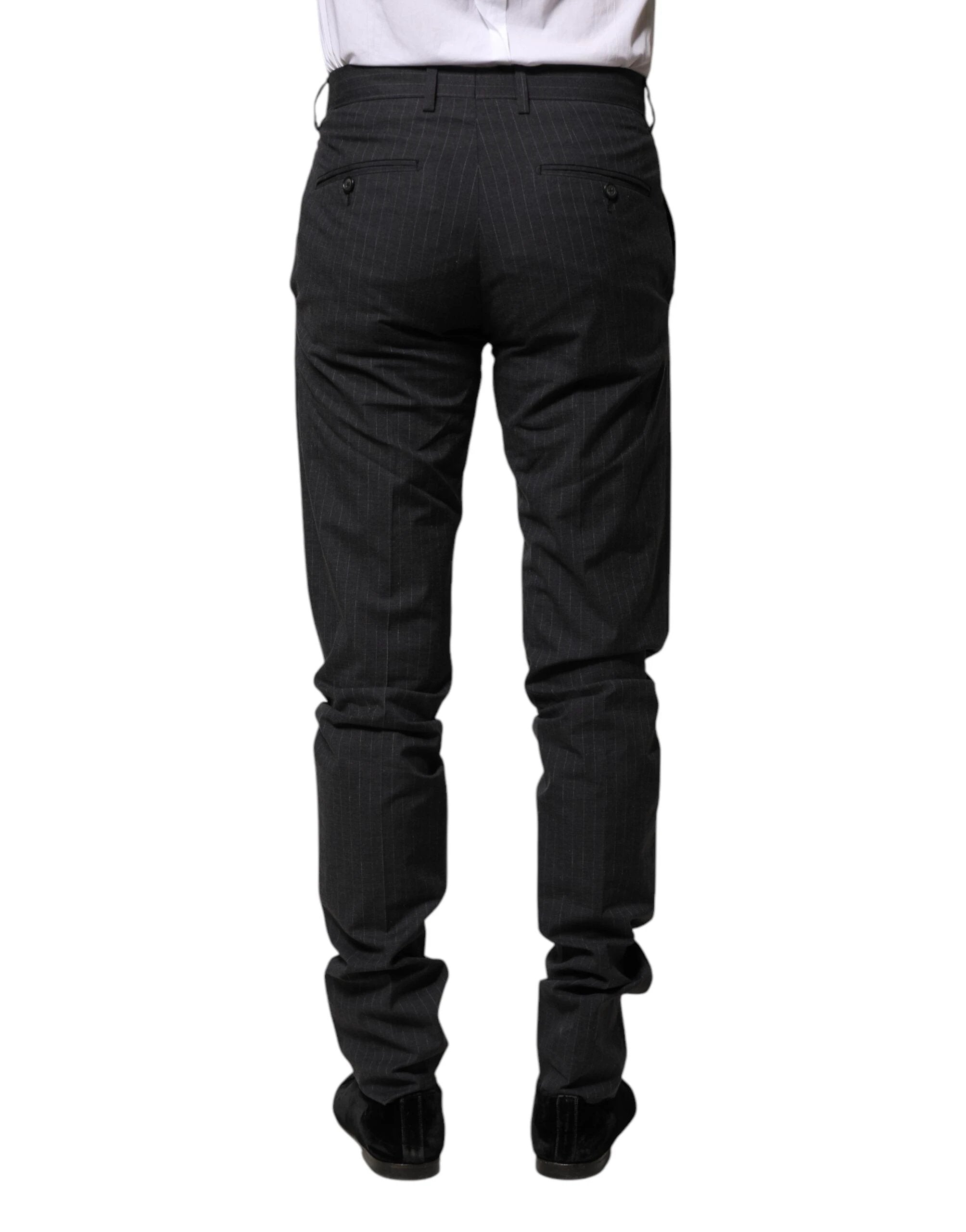 Dolce & Gabbana Gray Striped Cotton Formal Pants by Dolce & Gabbana